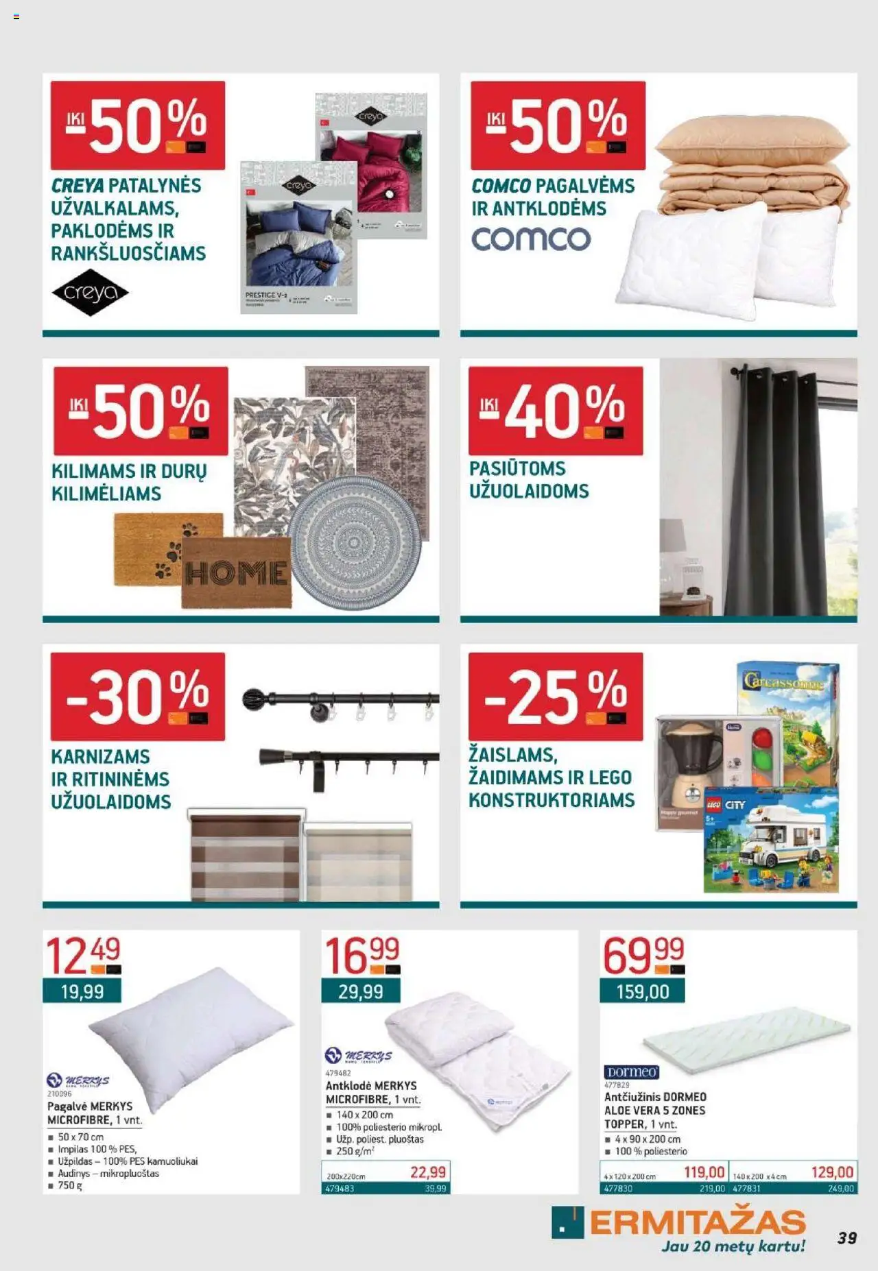ERMITAŽAS leidinys│galioja nuo 01.07.2025 | Puslapis: 39 | Prekių: Pagalvė, Antklodė