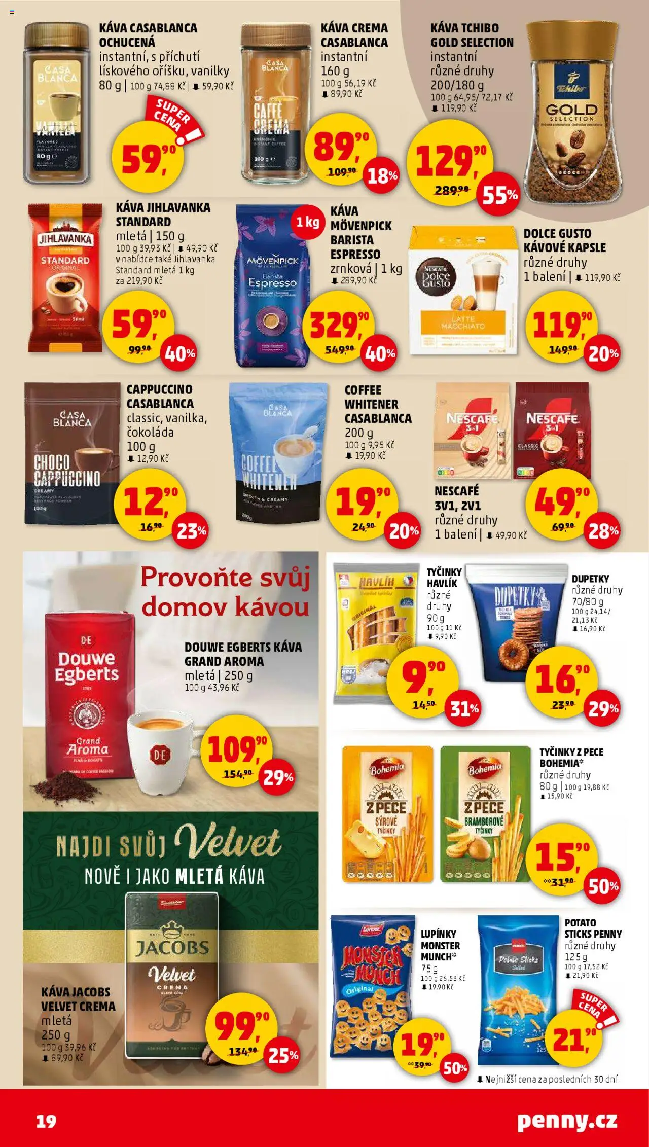 Penny Market leták - Čtvrtečník od 29.05.2025 | Strana: 19 | Produkty: Jacobs, Tchibo Gold, Cappuccino, Mletá káva