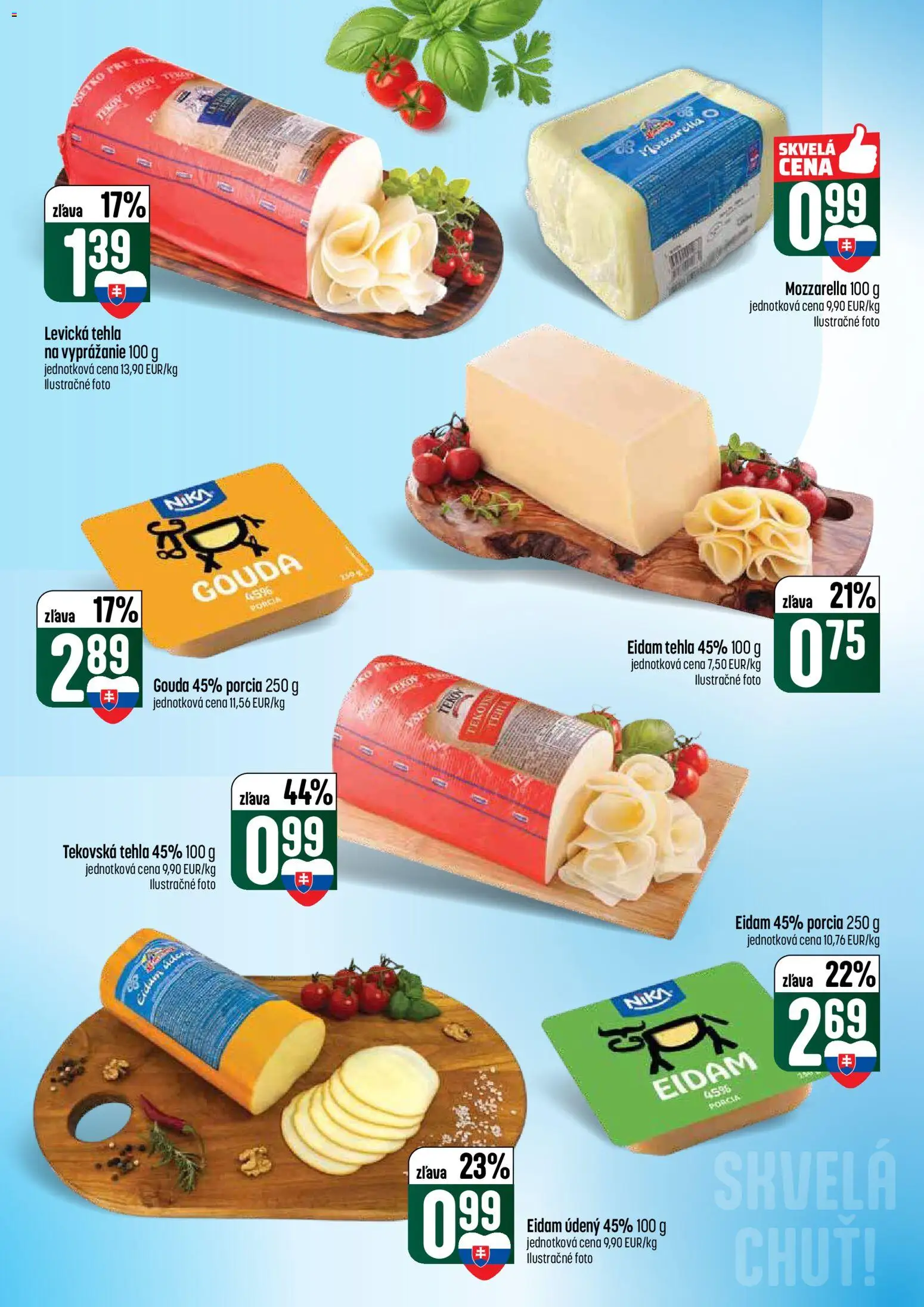 Nové COOP Jednota akcie – leták je platný od 16.04.2026 | Strana: 22 | Produkty: Gouda, Eidam, Mozzarella