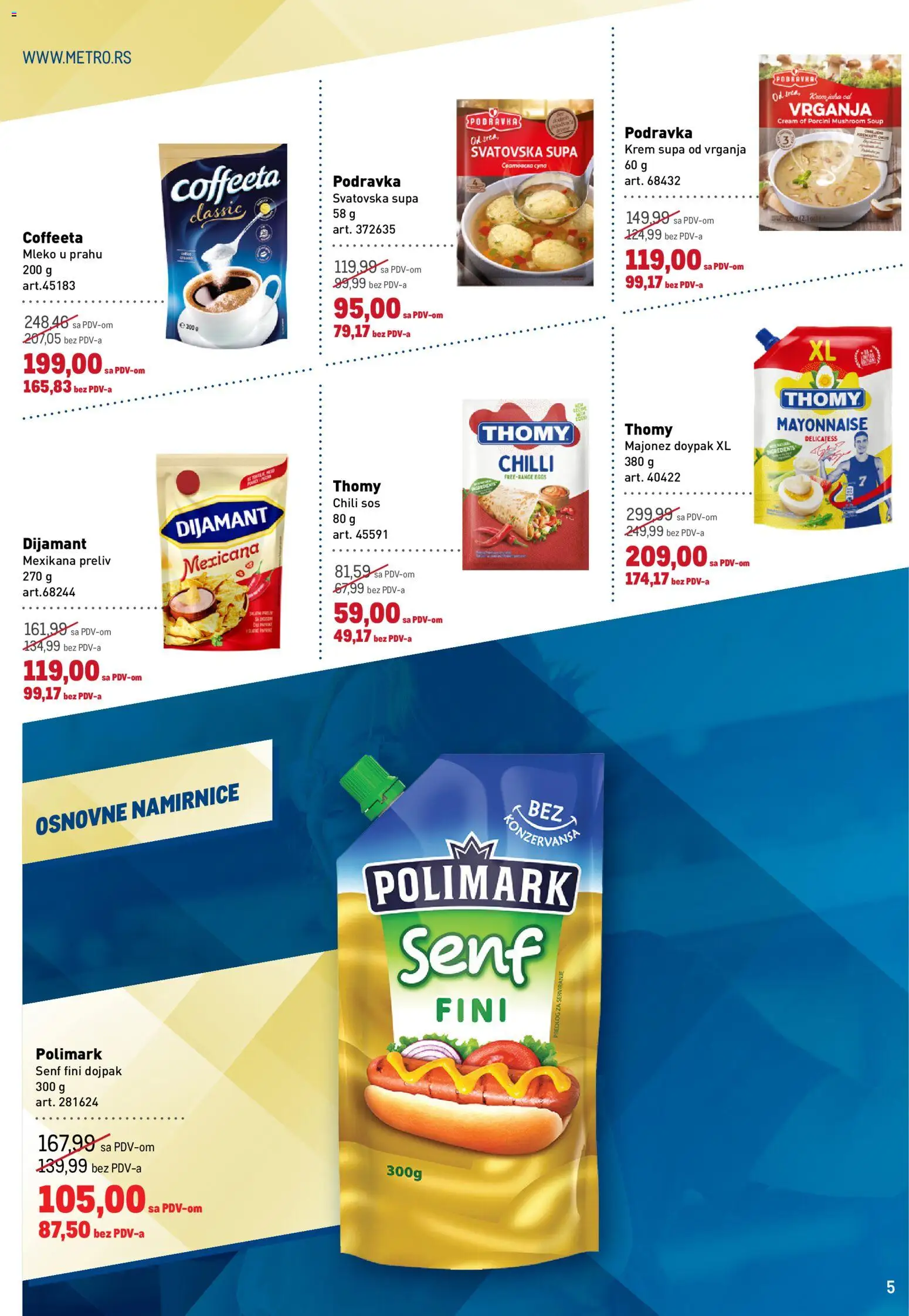 Metro katalog - važi od 05.02.2026 | Strana: 5 | Proizvode: Mleko u prahu, Podravka, Mleko, Sos