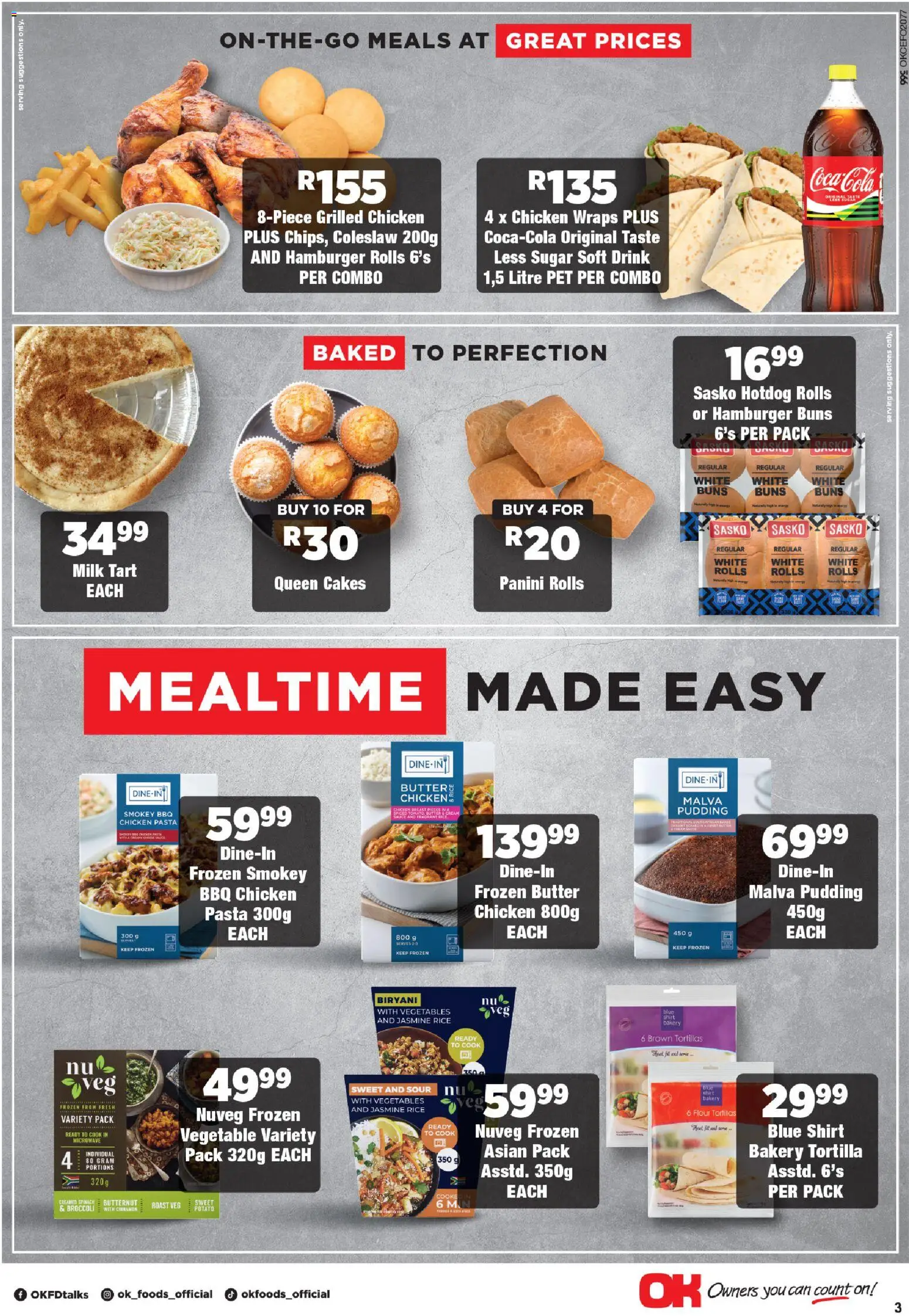 New OK Foods catalogue – valid from 24.04.2026 | Page: 3 | Products: Bakery, Buns, Pasta, Cream