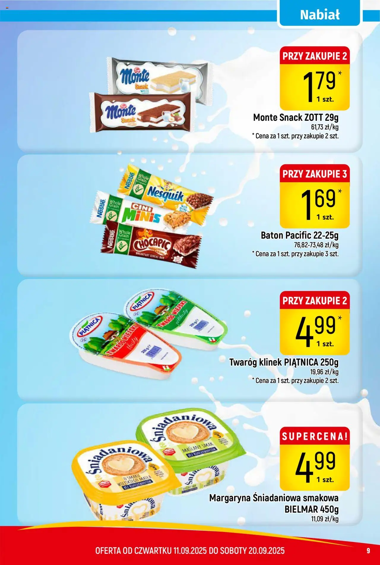 Piotruś Pan Gazetka od 11.09.2025 | Strona: 9 | Produkty: Margaryna, Baton, Twaróg