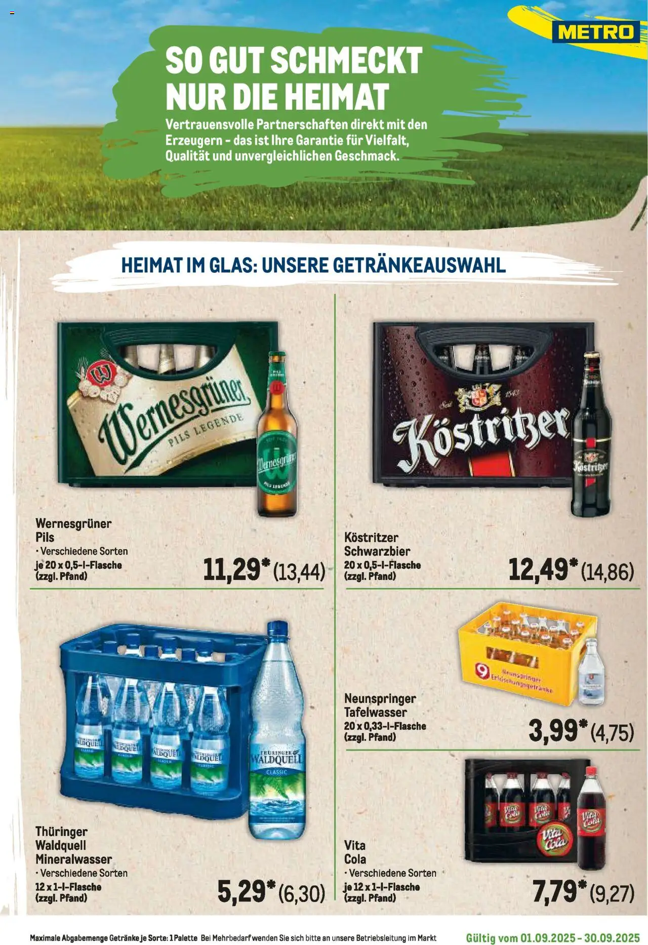 Metro Regionaler Flyer - gültig ab dem 01.09.2025 | Seite: 101 | Produkte: Cola, Kostritzer, Pils, Mineralwasser