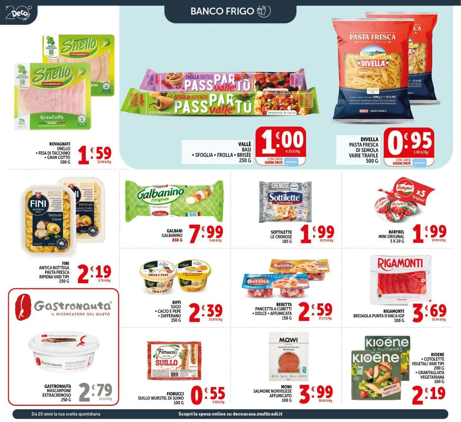 Volantino Decò del 17.03.2026 | Pagina: 12 | Prodotti: Salmone affumicato, Farina, Wurstel, Sugo