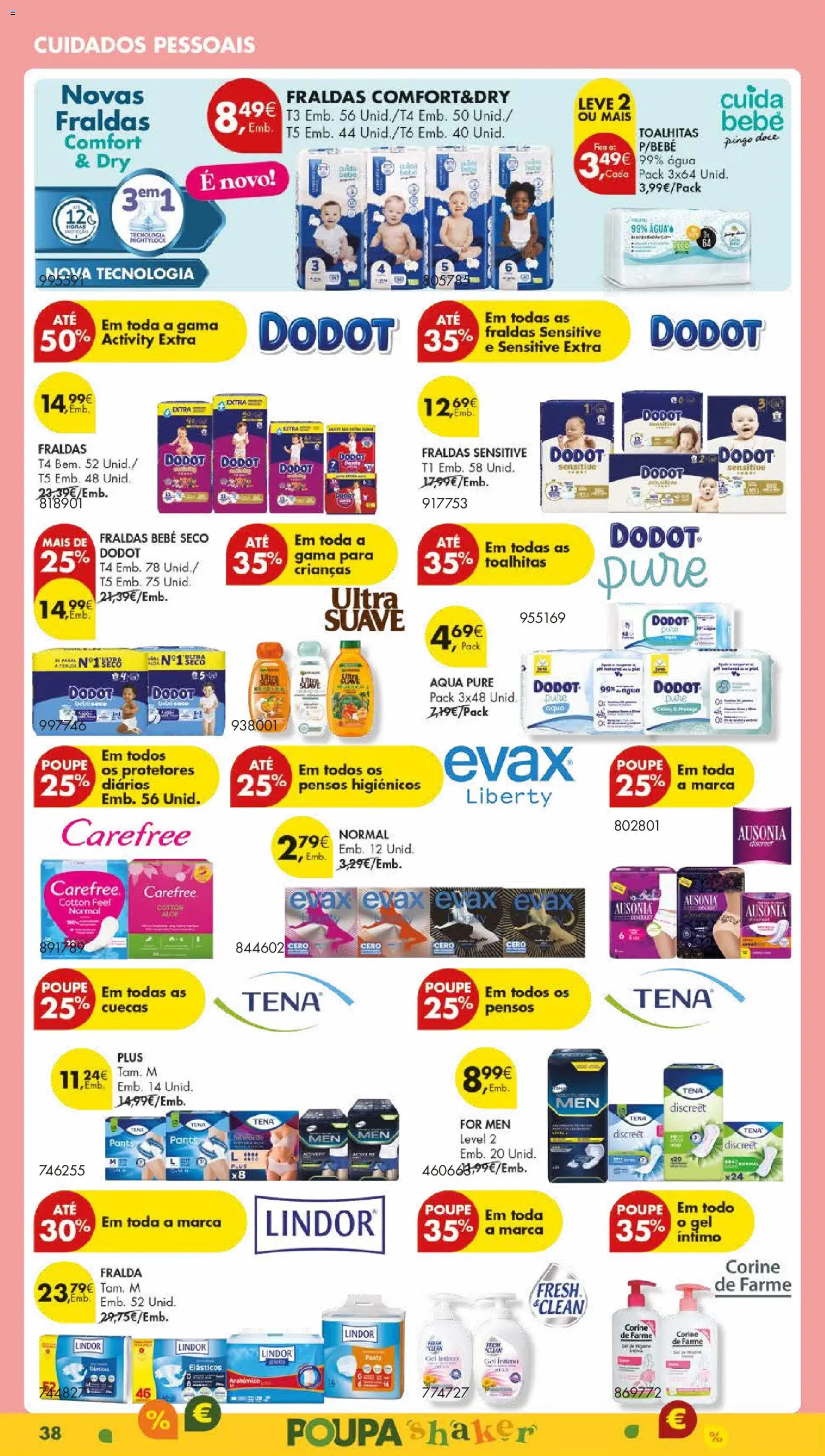 Pingo Doce folheto │ válido de 28.10.2025 | Página: 42 | Produtos: Agua, Pensos higiénicos, Fraldas dodot, Cuecas