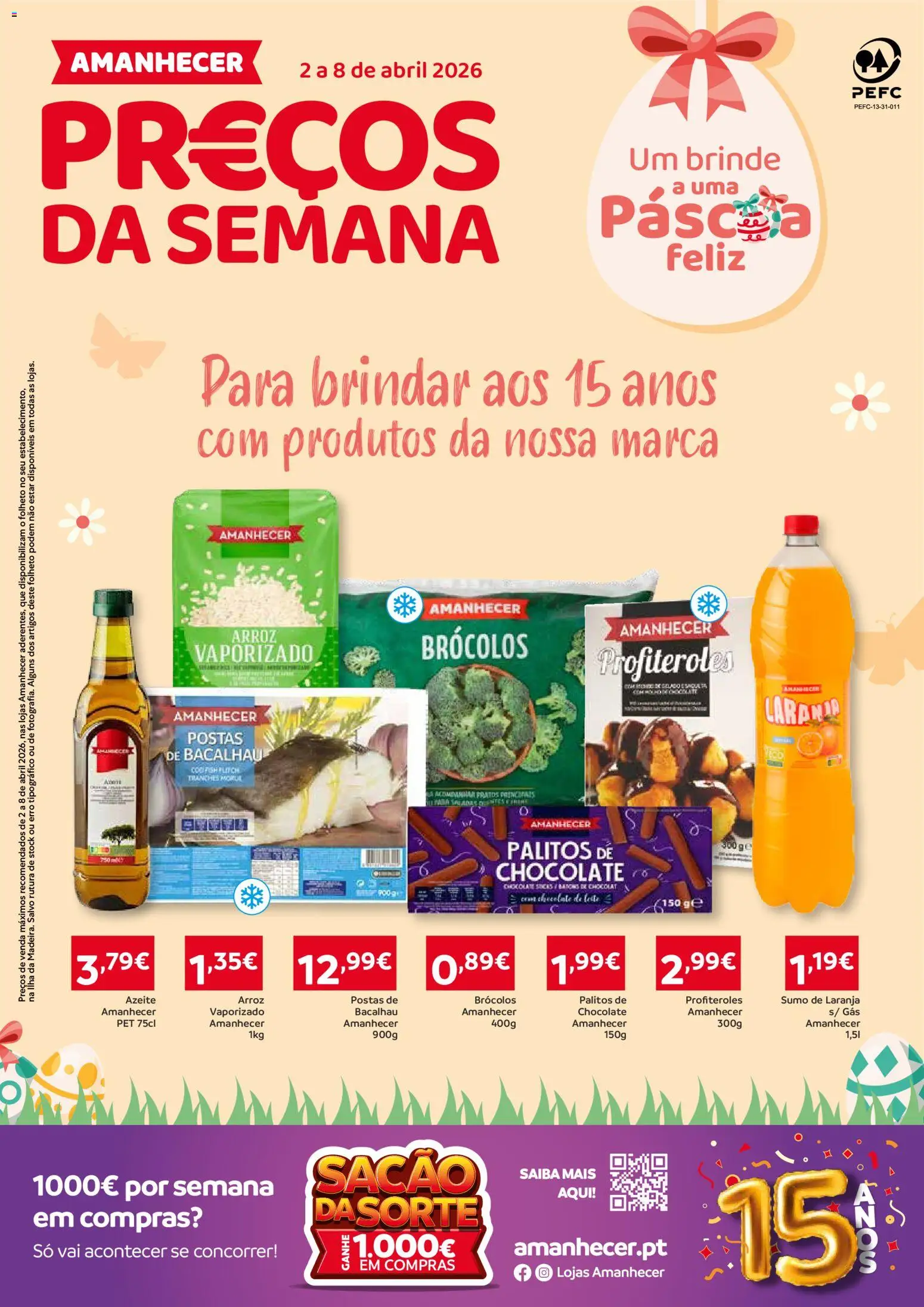 Amanhecer Folheto Madeira │ válido de 02.04.2026 | Página: 1 | Produtos: Brócolos, Bacalhau, Chocolate, Arroz
