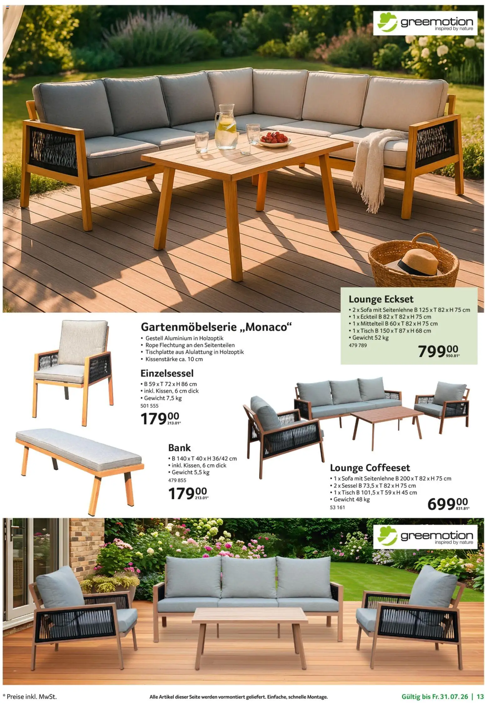 Selgros Garten Exklusiv – gültig ab 19.07.2026 | Seite: 13 | Produkte: Gewicht, Sofa, Sessel, Tisch