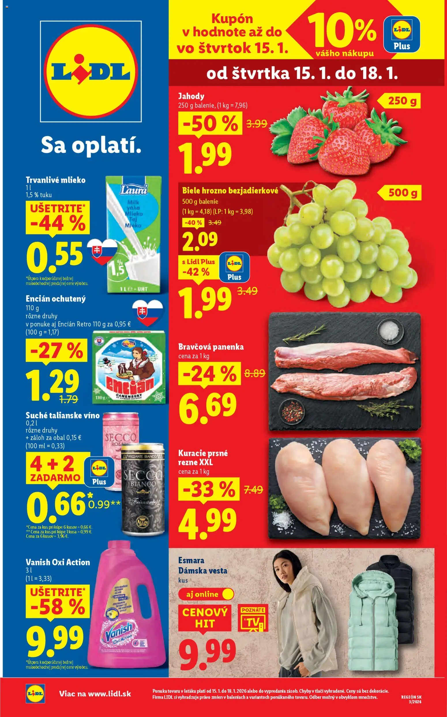 Nové Lidl akcie – leták je platný od 12.01.2026 | Strana: 53 | Produkty: Mlieko, Víno, Jahody, Trvanlivé mlieko