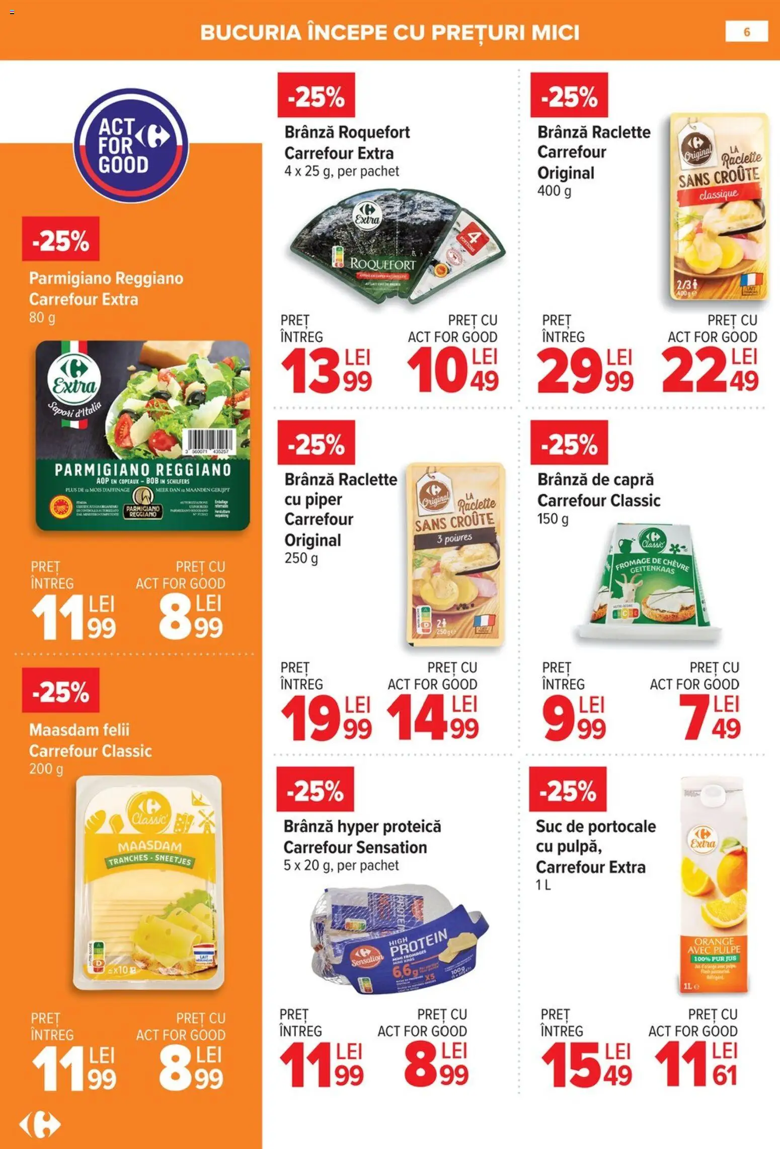 Noul catalog Carrefour – valabil de la 08.01.2026 | Pagină: 6 | Produse: Mici, Brânză, Suc, Portocale