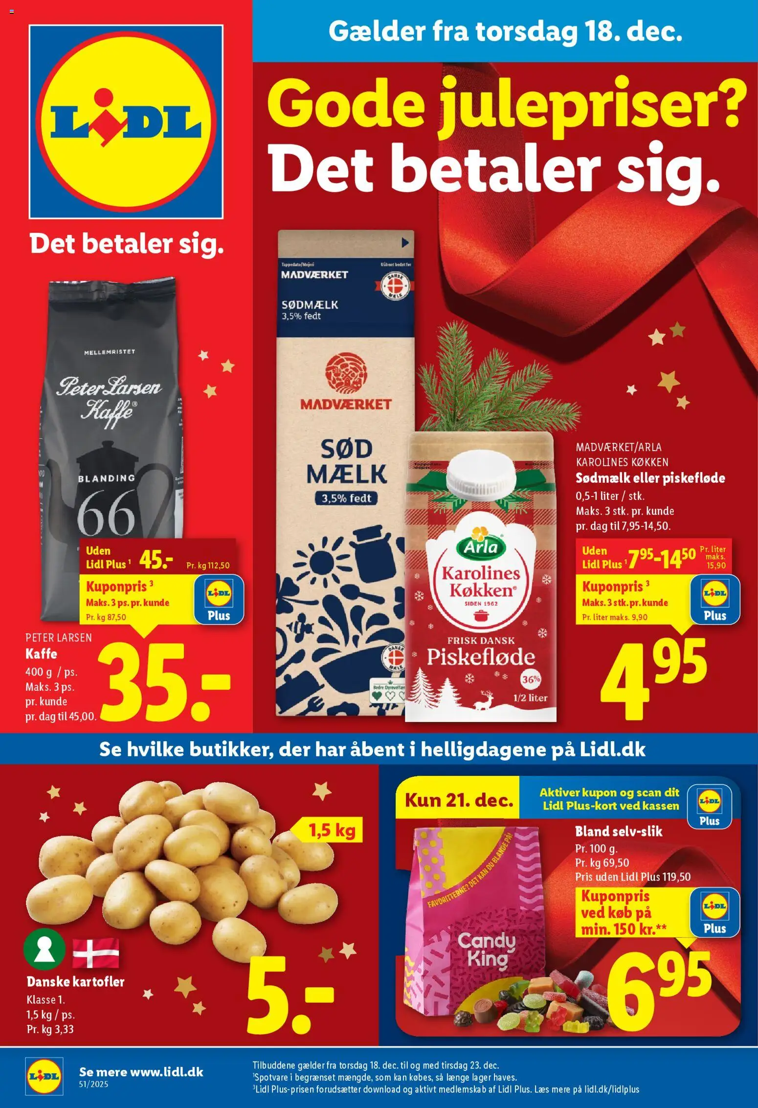 Lidl tilbudsavis – gyldig fra 18.12.2025 | Side: 1 | Produkter: Mælk, Kaffe, Kartofler, Søm