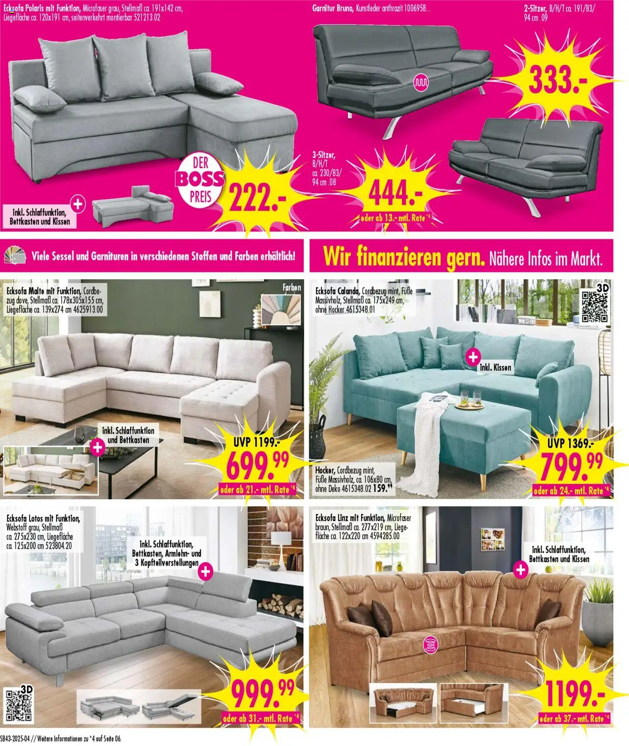 SB Möbel Boss Prospekt 	 – gültig ab 18.10.2025 | Seite: 4 | Produkte: Ecksofa, Kissen, Sessel, Liege