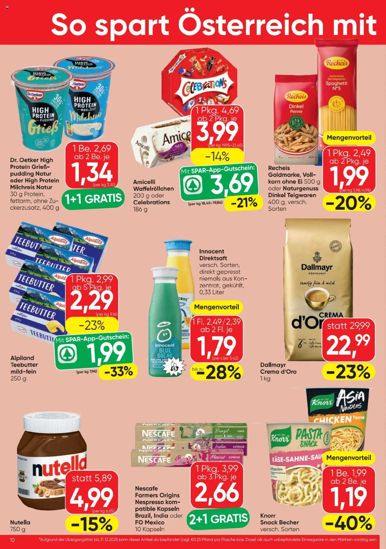 Spar Flugblatt gültig ab 24.07.2025 | Seite: 10 | Produkte: Pasta, Matériel de rangement Fitness, Hajdina liszt