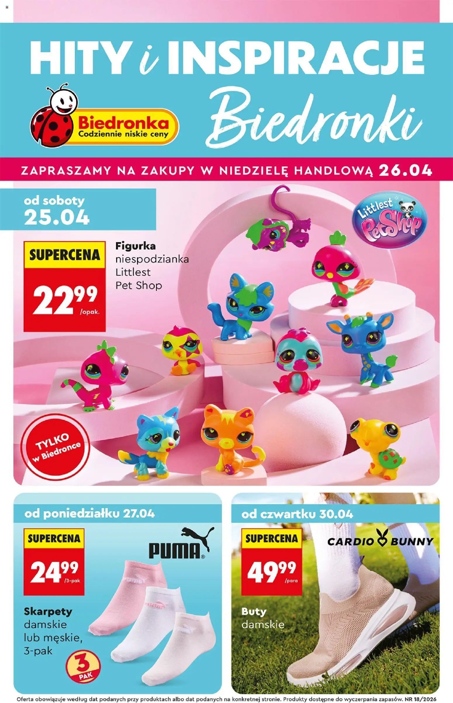 Biedronka gazetka - Hity i inspiracje od 25.04.2026 | Strona: 1 | Produkty: Skarpety, Skarpety damskie, Buty