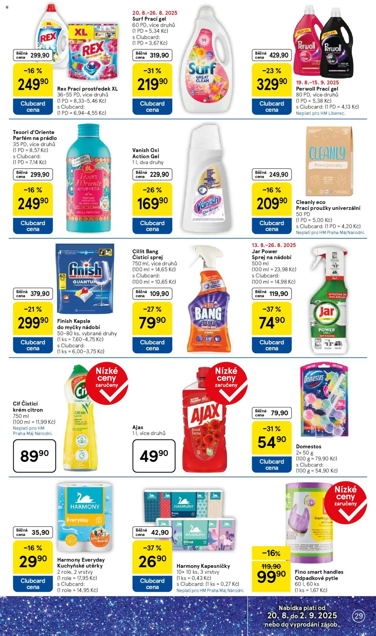Tesco leták - Hypermarket od 20.08.2025 | Strana: 29 | Produkty: Prací gel, Utěrky, Vanish oxi action, Citron