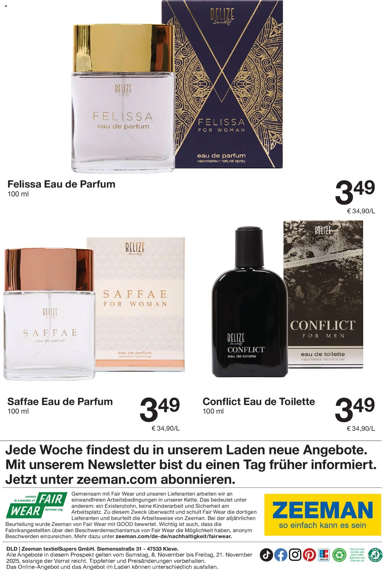 Zeeman Prospekt 	 – gültig ab 08.11.2025 | Seite: 34 | Produkte: Batterien, Parfüm, Eau de Toilette, Eau de Parfum