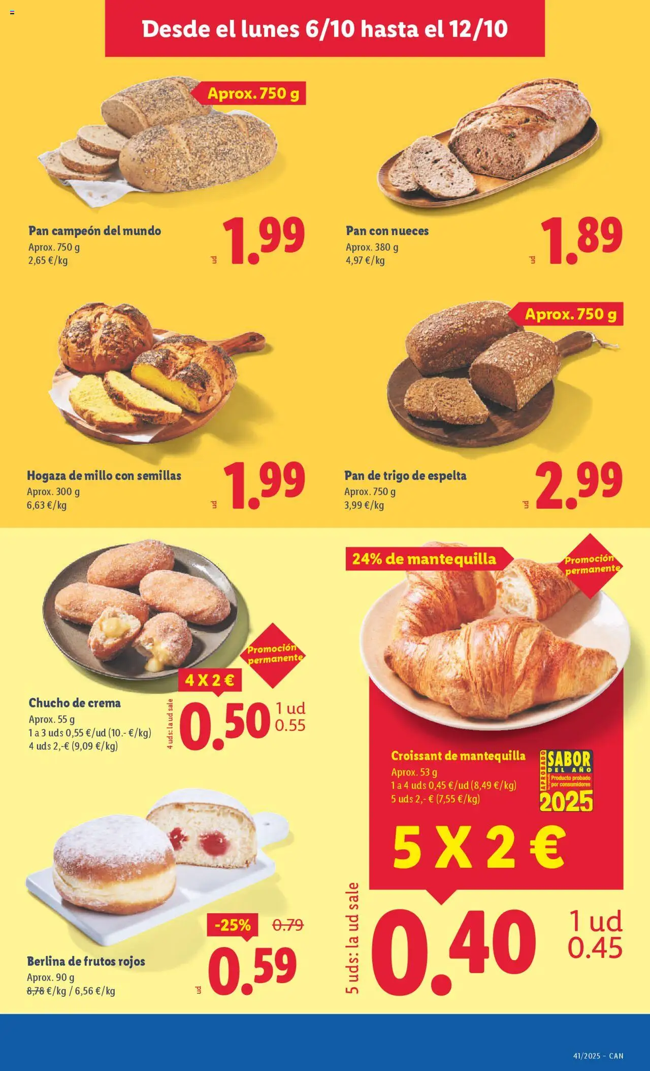Lidl - Canarias │ válido desde el 06.10.2025 | Página: 9 | Productos: Pan, Croissant, Crema, Συσκευή ροής