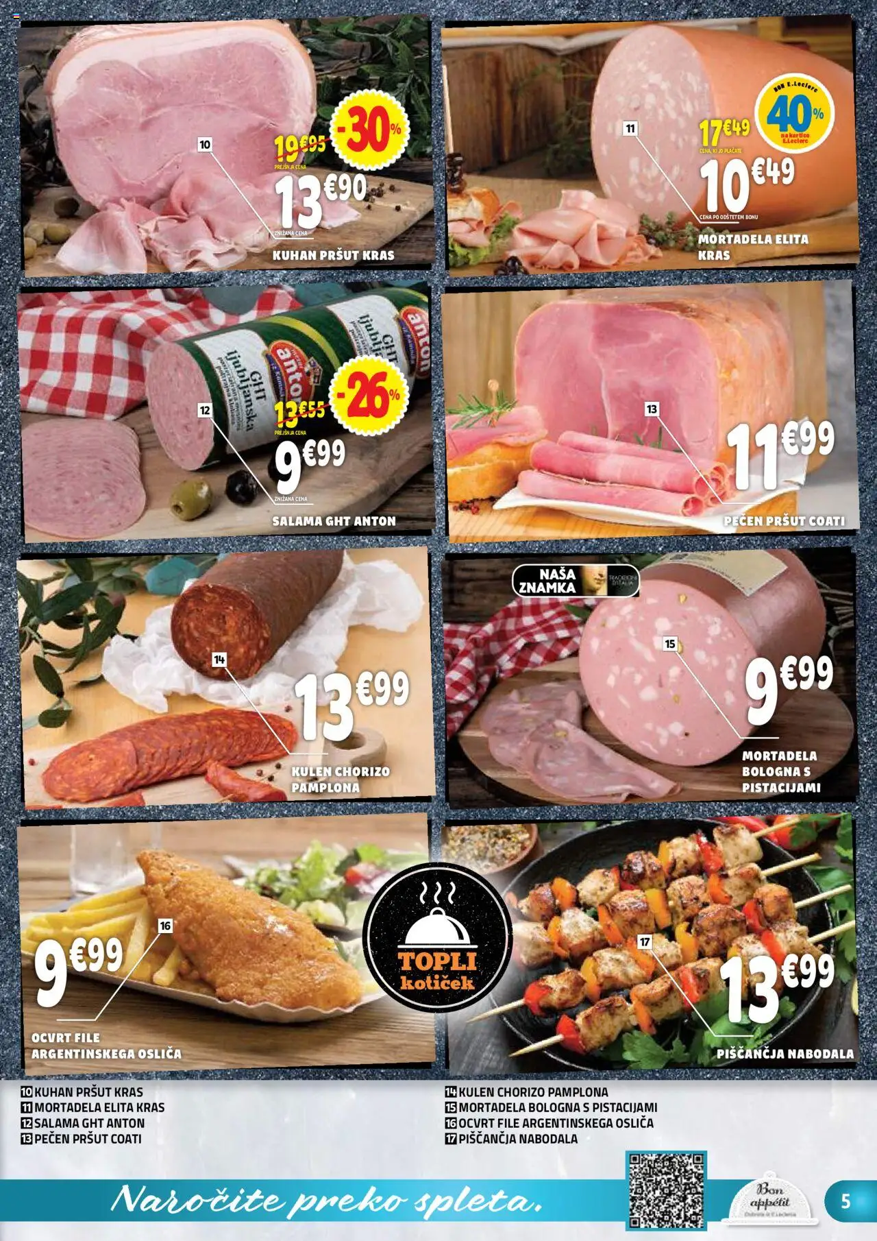 E.leclerc katalog │ velja od 06.08.2025 | Stran: 5 | Izdelki: Pršut, Mortadela, Nabodala, Salama