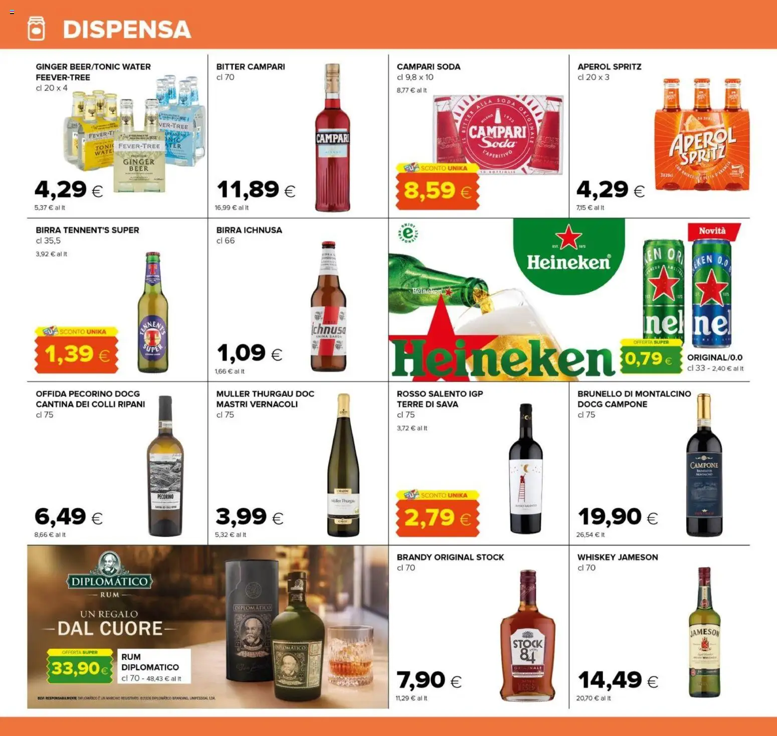 Volantino Oasi del 12.03.2026 | Pagina: 18 | Prodotti: Birra, Aperol, Heineken, Brandy