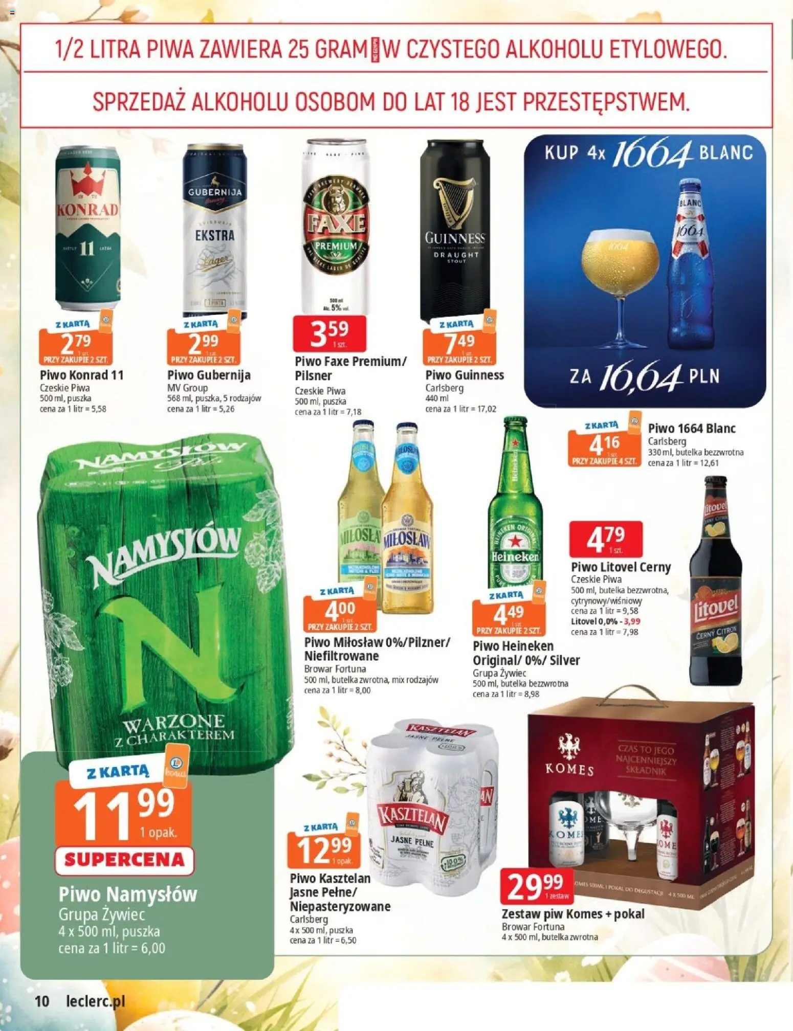E.Leclerc gazetka - Wielkanoc od 17.03.2026 | Strona: 10 | Produkty: Karta, Piwo Guinness, Guinness, Piwo Namysłów