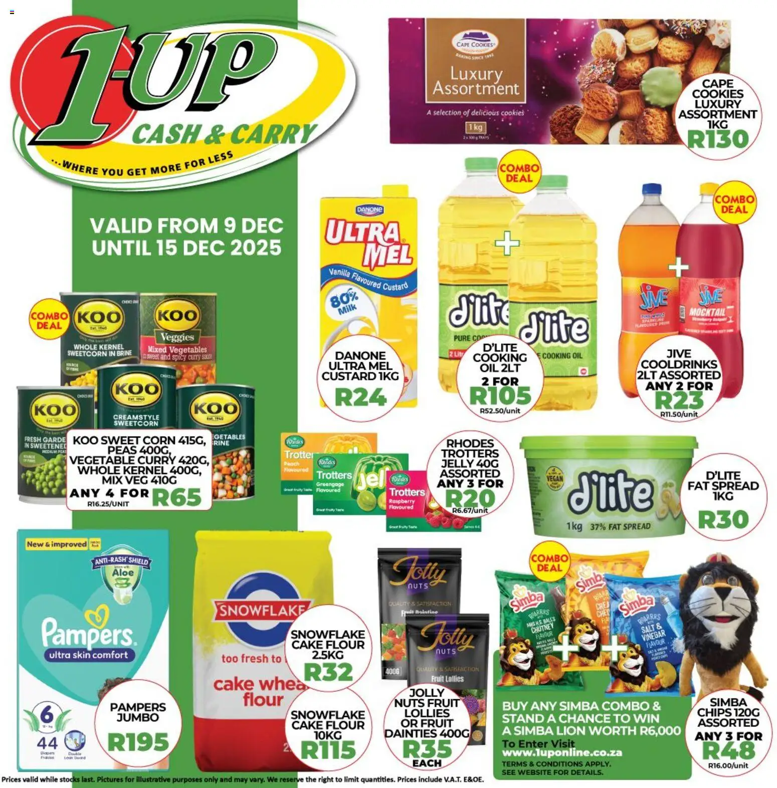 New 1UP Cash & Carry catalogue – valid from 09.12.2025 | Page: 1 | Products: Corn, Chutney, Nuts, Peach
