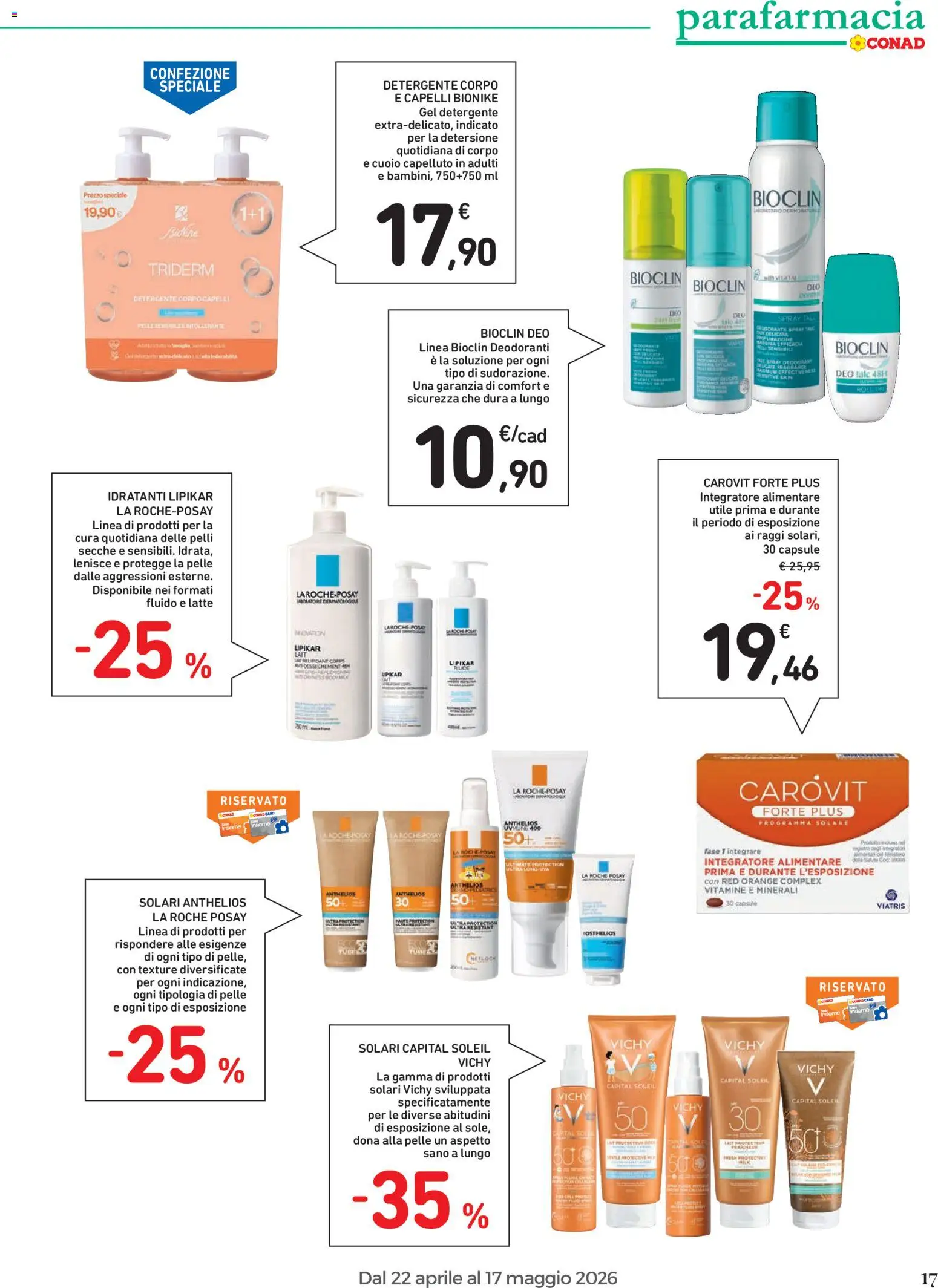 Volantino Spazio Conad del 22.04.2026 | Pagina: 17 | Prodotti: Detergente, Latte, Integratore alimentare