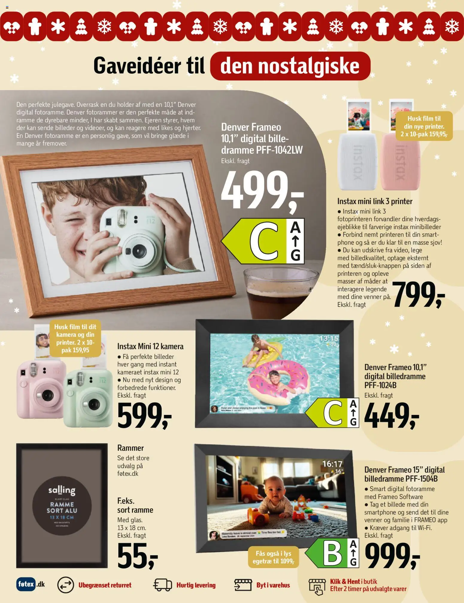 Føtex tilbudsavis – gyldig fra 21.11.2025 | Side: 12 | Produkter: Rammer, Digital Fotoramme, Søm, Kamera