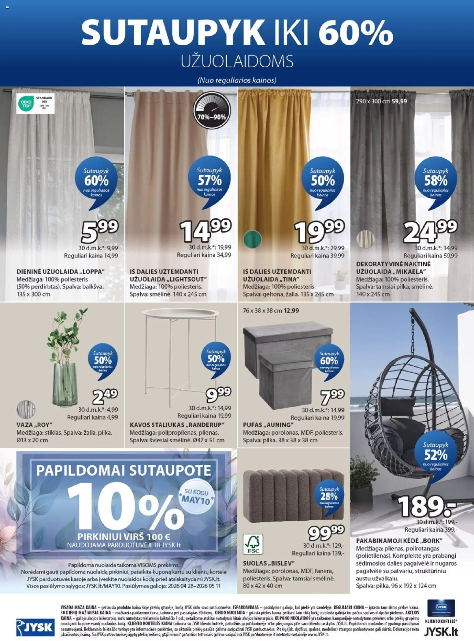 JYSK akcijos nuo 28.04.2026 | Puslapis: 24 | Prekių: Pagalvėlė, Pufas, Kėdė, Vaza