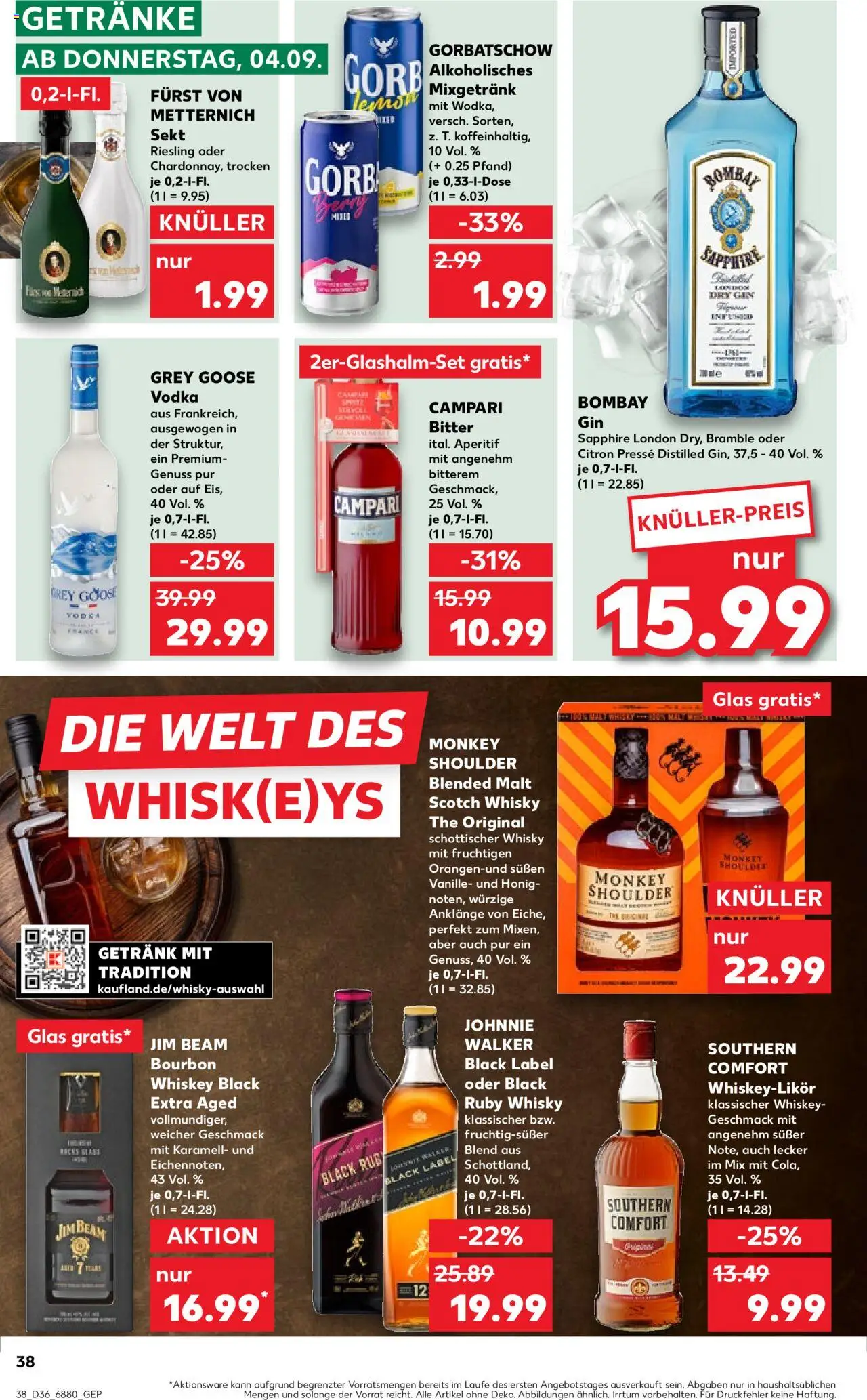 Kaufland prospekt Völklingen	 – gültig ab 07.09.2025 | Seite: 38 | Produkte: Jim beam, Sekt, Southern comfort, Gin