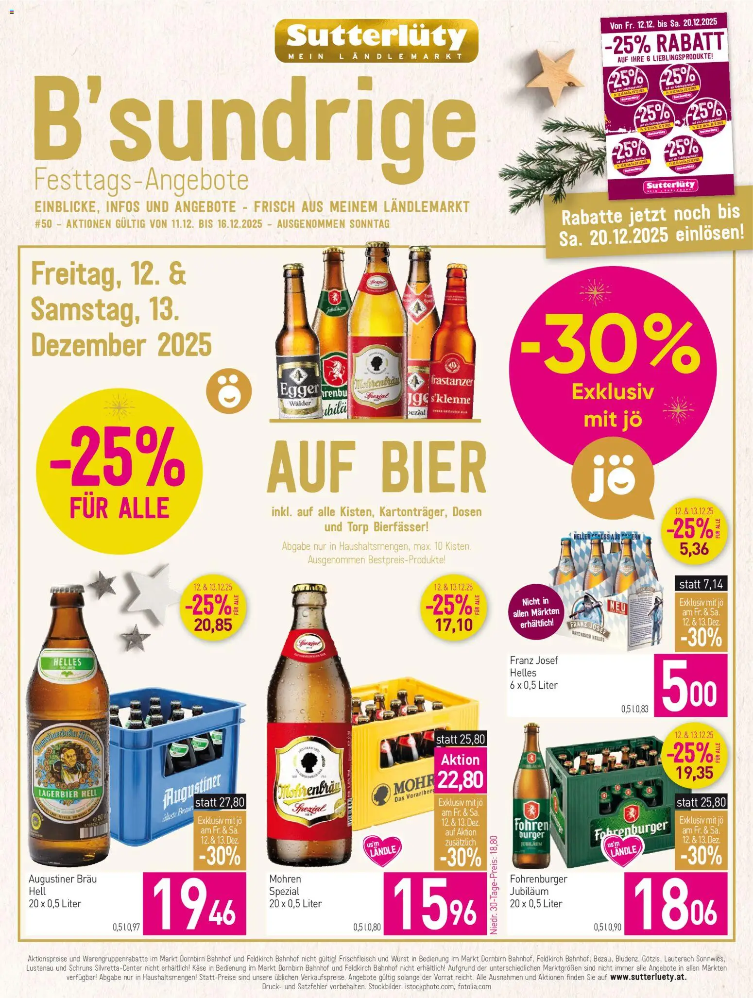 Sutterlüty Flugblatt gültig ab 11.12.2025 | Seite: 1 | Produkte: Wurst, Käse, Bier