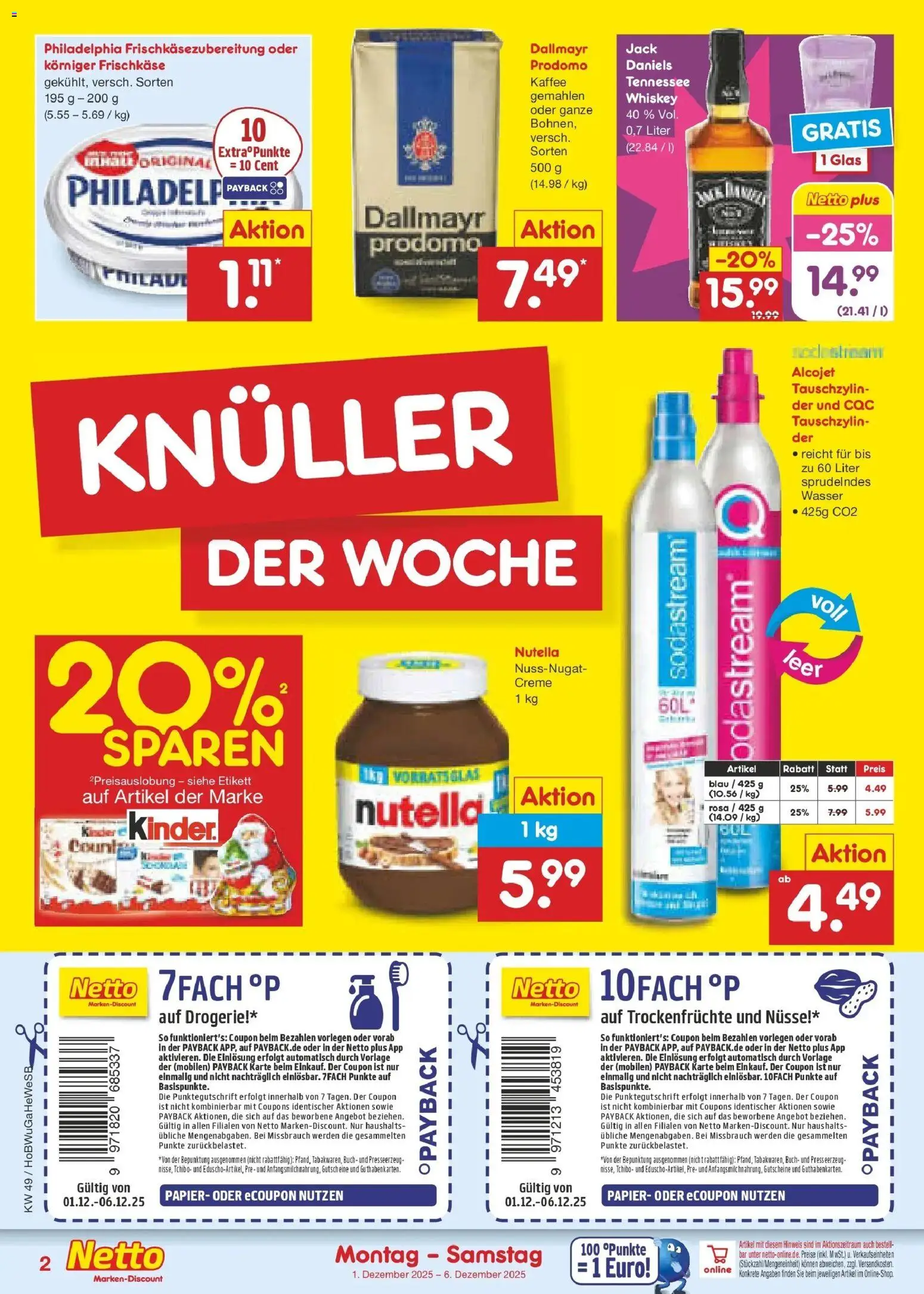 Netto Marken-Discount prospekt Hannover	 – gültig ab 30.11.2025 | Seite: 2 | Produkte: Philadelphia, Dallmayr, Nüsse, Whiskey