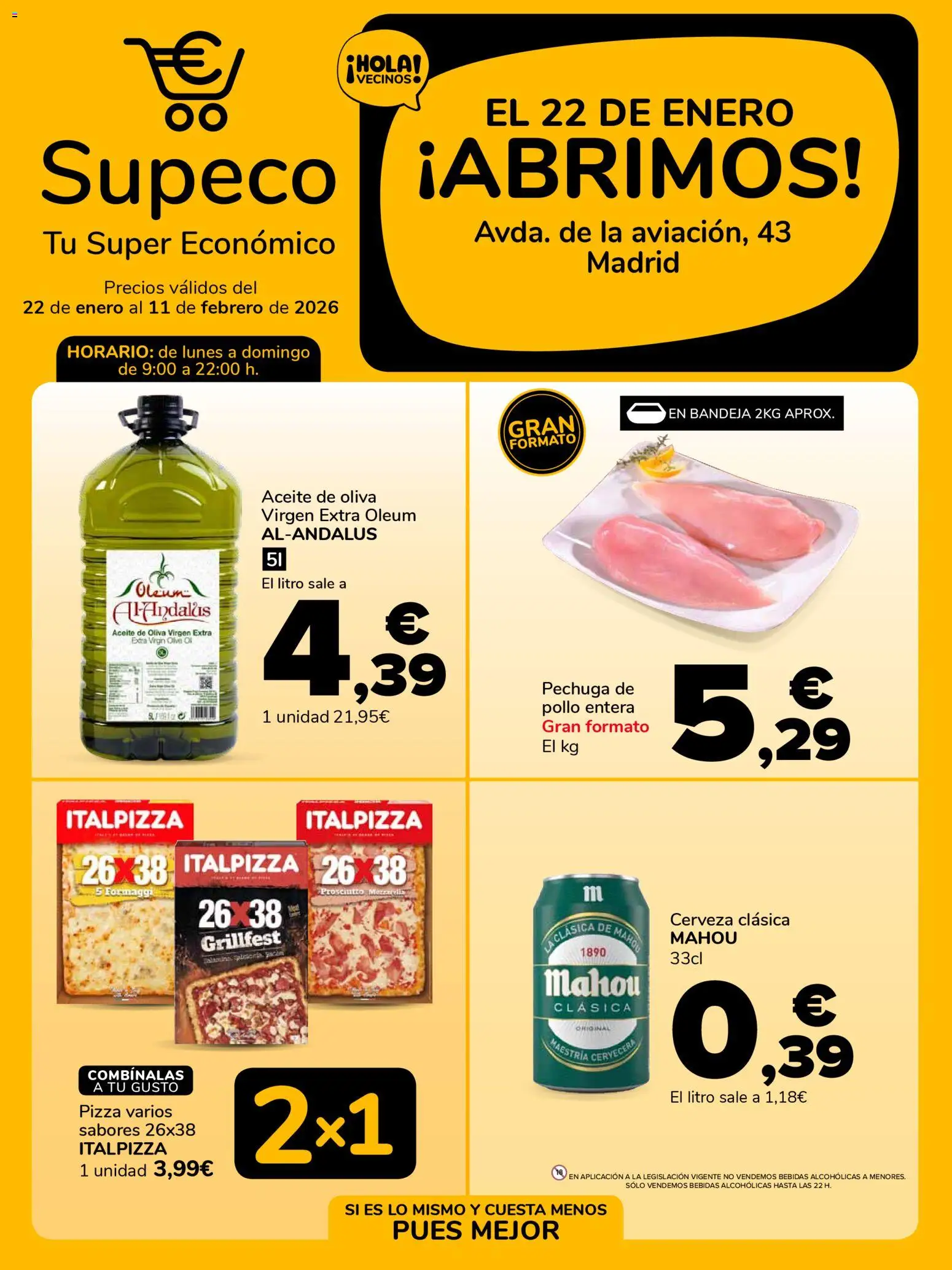 Supeco folleto │ válido desde el 22.01.2026 | Página: 1 | Productos: Aceite, Pizza, Aceite de oliva, Bandeja