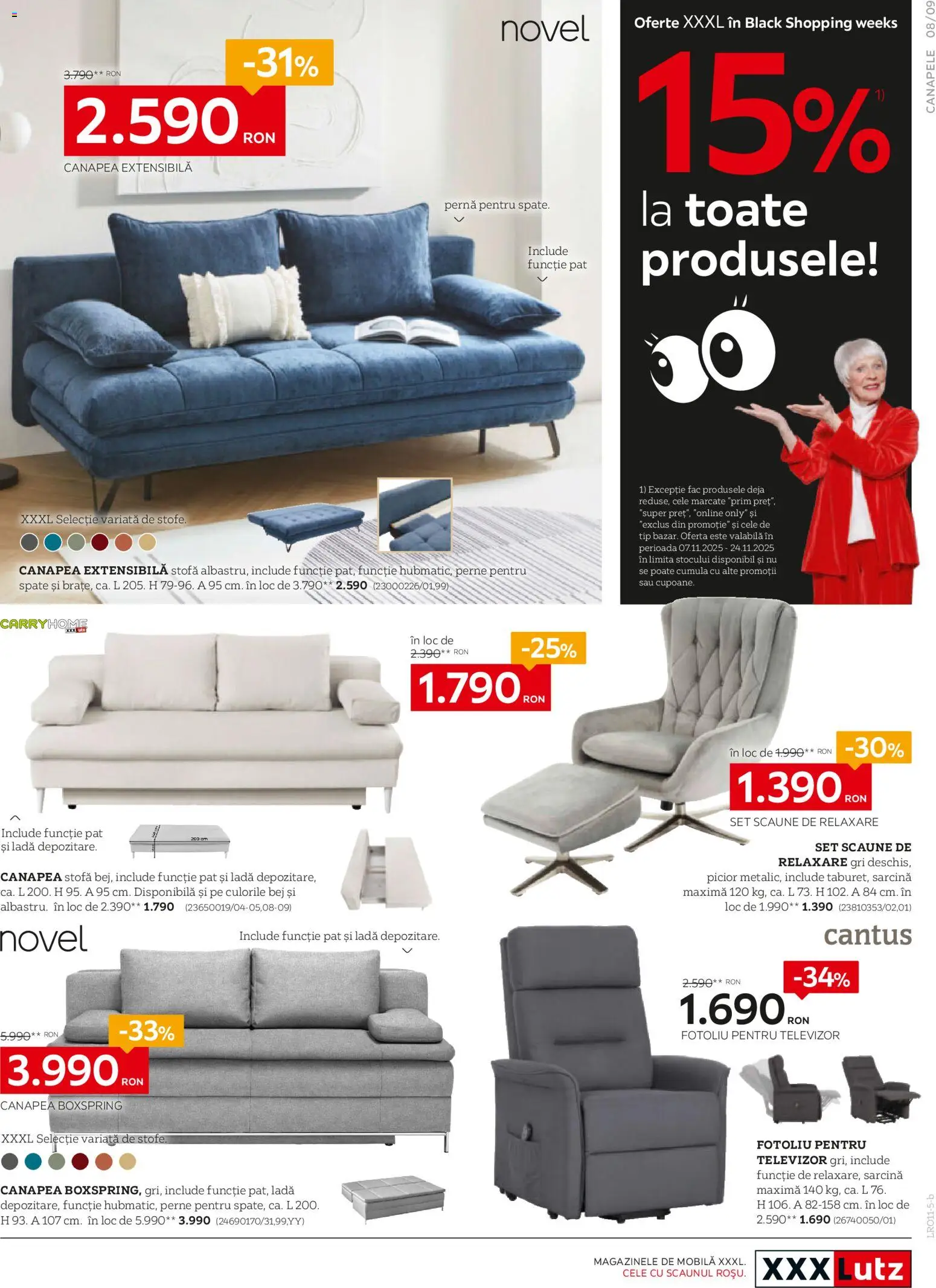 Noul catalog XXXLutz – valabil de la 07.11.2025 | Pagină: 9 | Produse: Pat, Pernă, Fotoliu, Canapea