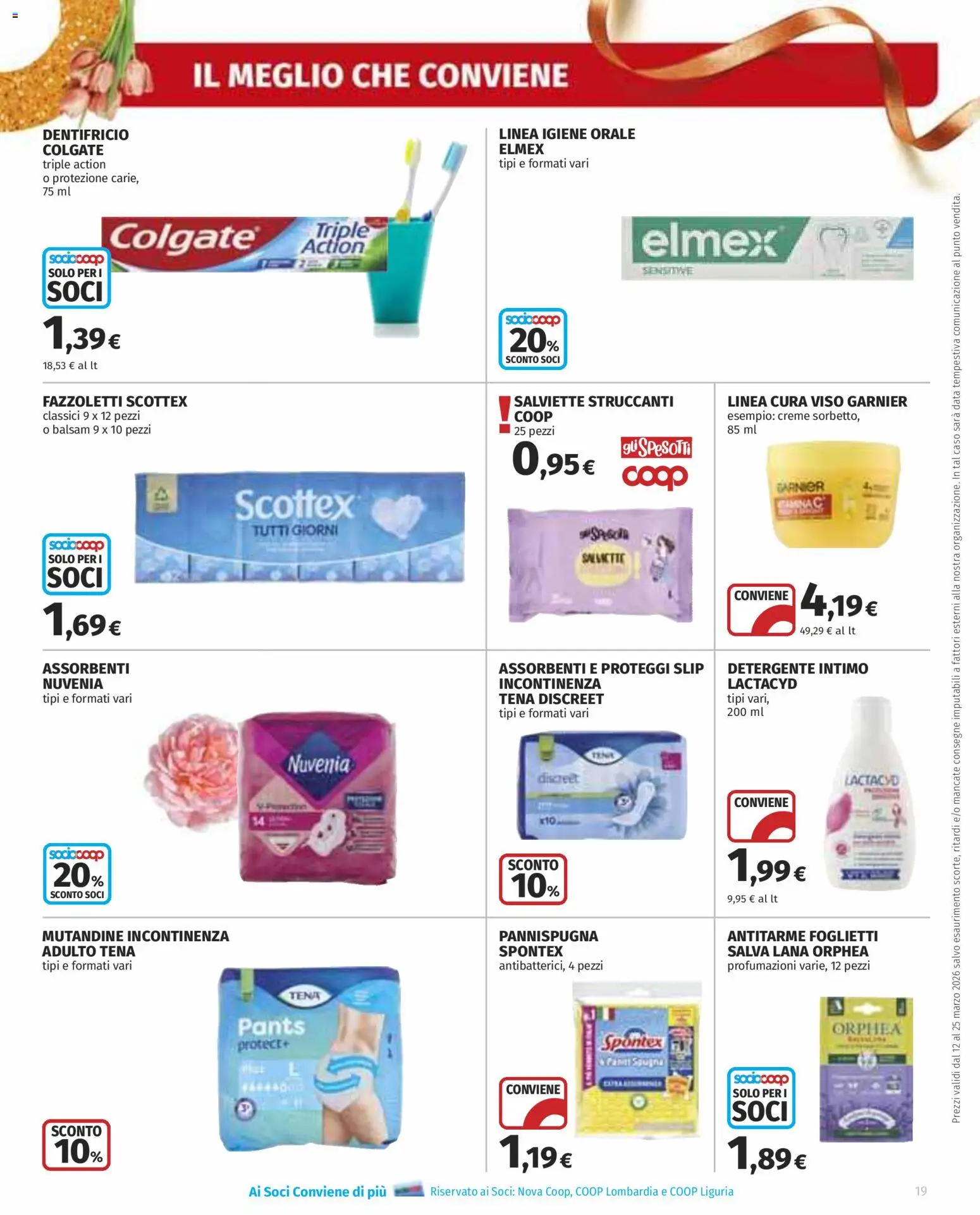 Volantino COOP del 12.03.2026 | Pagina: 19 | Prodotti: Proteggi slip, Detergente intimo, Mutandine, Data