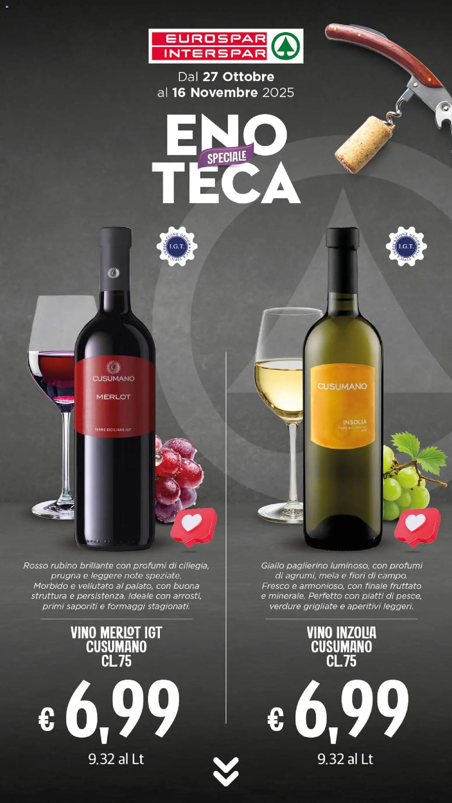 Volantino Eurospar del 27.10.2025 | Pagina: 14 | Prodotti: Verdure, Vino