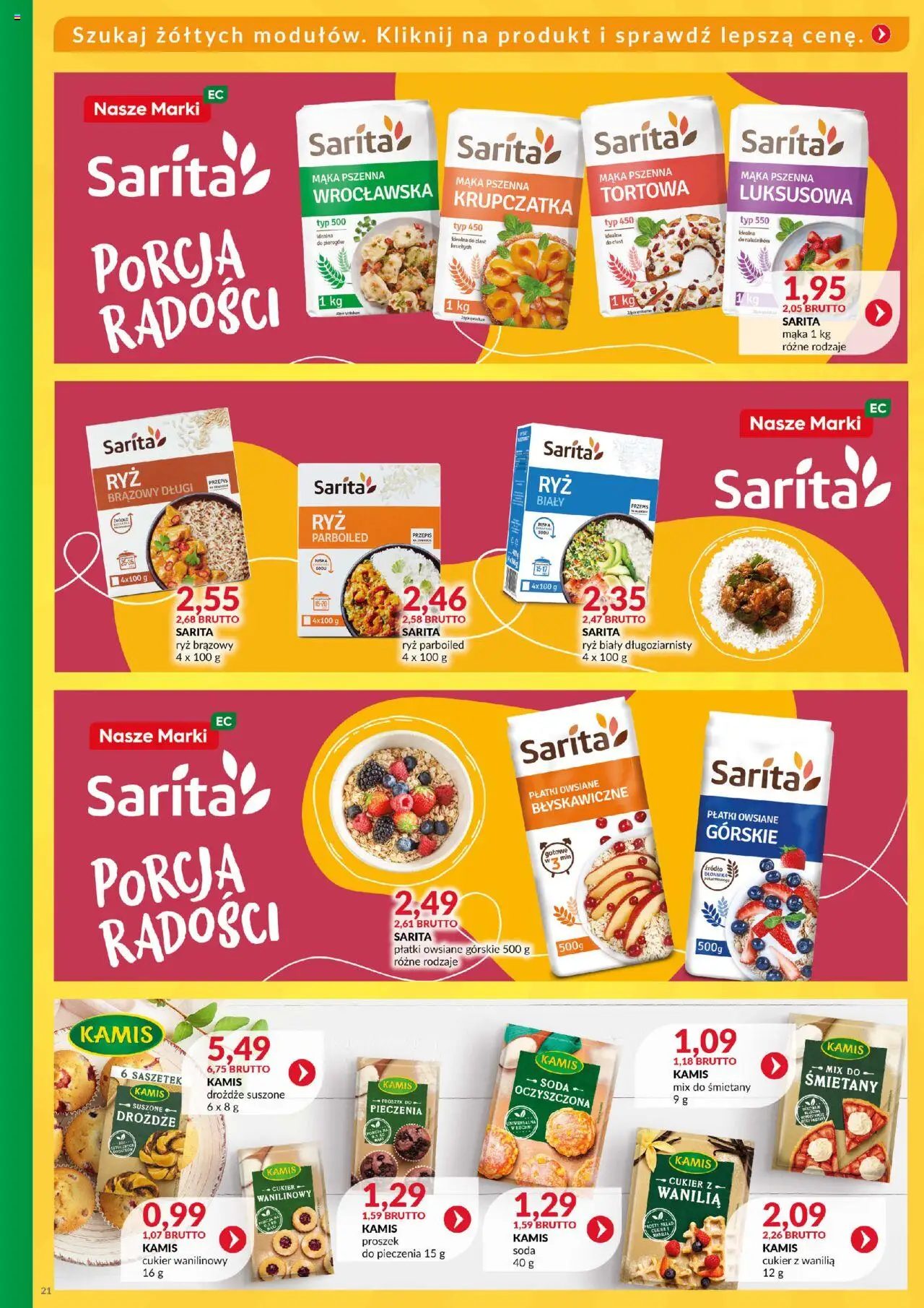 Eurocash Gazetka - Katalog Artykułów Spożywczych od 01.06.2025 | Strona: 21 | Produkty: Płatki owsiane, Płatki owsiane błyskawiczne, Ryż, Płatki