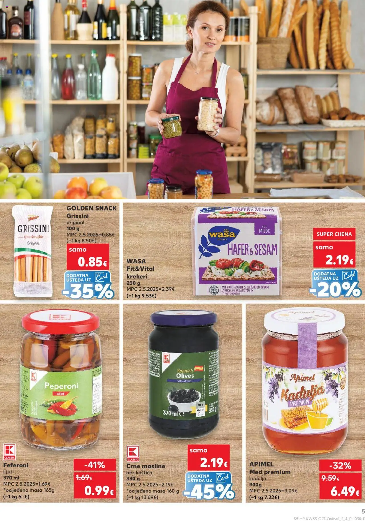 Kaufland katalog | vrijedi od 13.08.2025 | Stranica: 5 | Proizvodi: Med, Masline, Krekeri, Feferoni