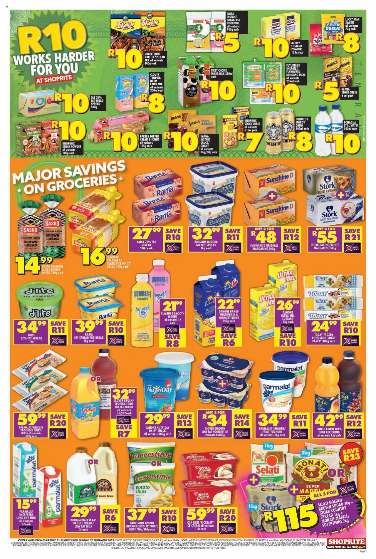 Shoprite Gauteng - Major Deals │ valid from 25.08.2025 | Page: 3 | Products: Custard, Margarine, Ice cream, Sauce