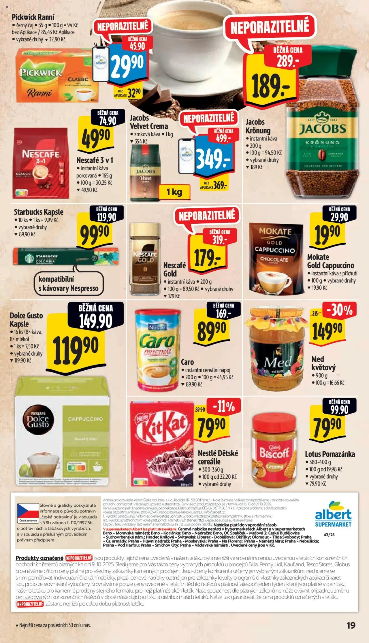 Albert leták - Supermarket od 15.10.2025 | Strana: 28 | Produkty: Nescafé Gold, Cereálie, Instantní káva, Jacobs