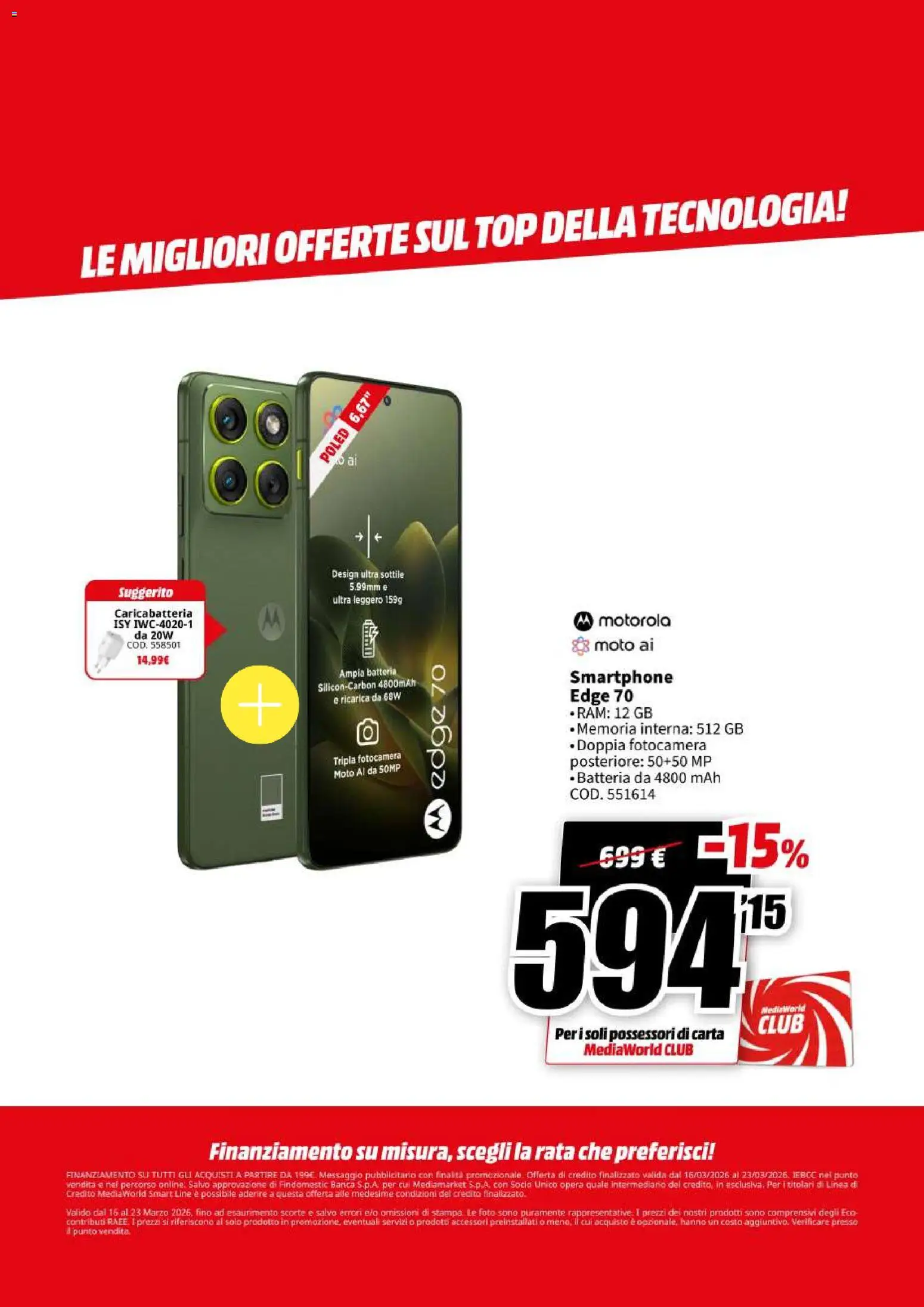 Volantino Media World del 16.03.2026 | Pagina: 37 | Prodotti: Top, Smartphone, Fotocamera, Batteria