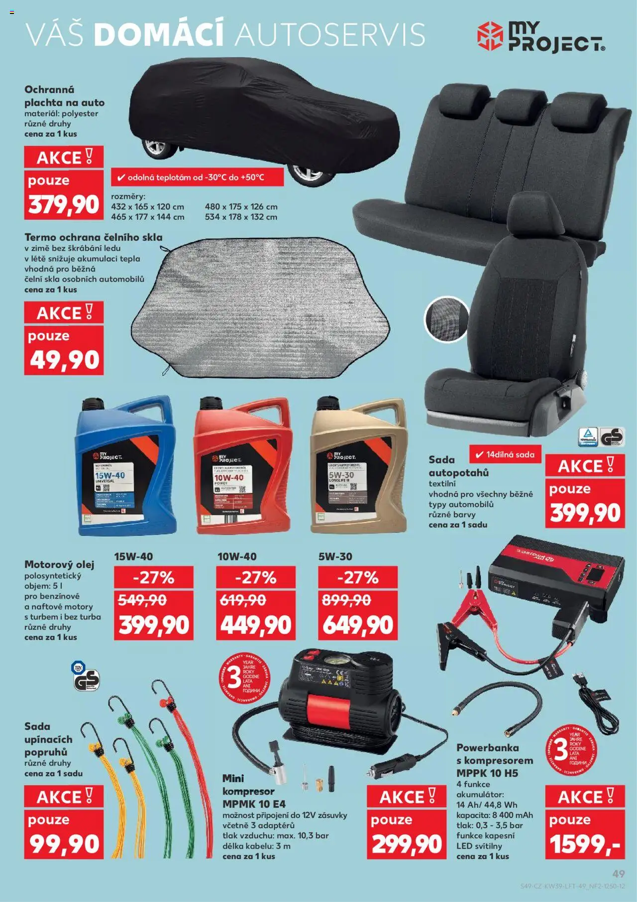 Kaufland leták od 24.09.2025 | Strana: 49 | Produkty: Powerbanka, Kompresor, Motorový olej, Plachta
