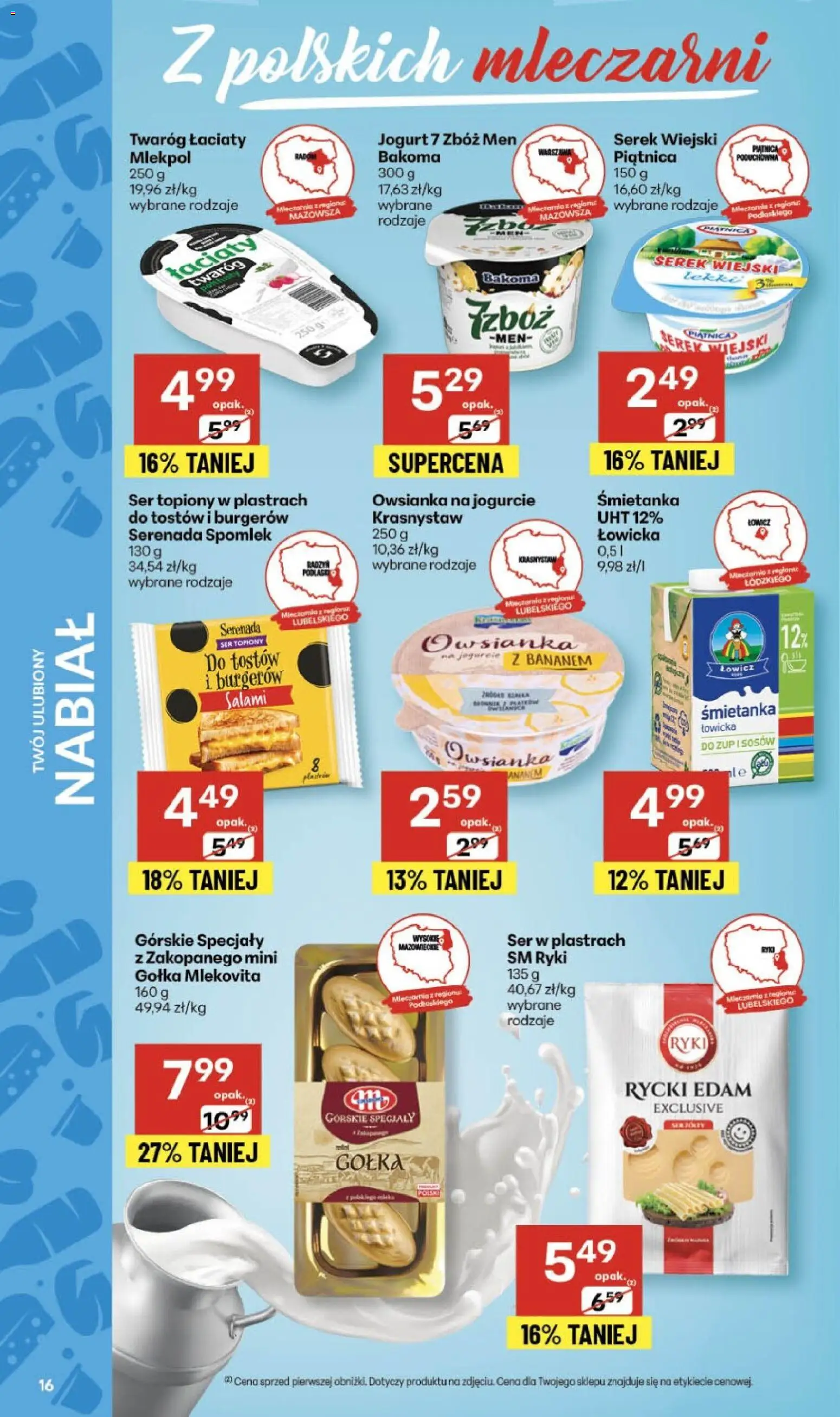 Delikatesy Centrum Gazetka od 06.11.2025 | Strona: 16 | Produkty: Ser topiony, Serek, Serek wiejski, Jogurt