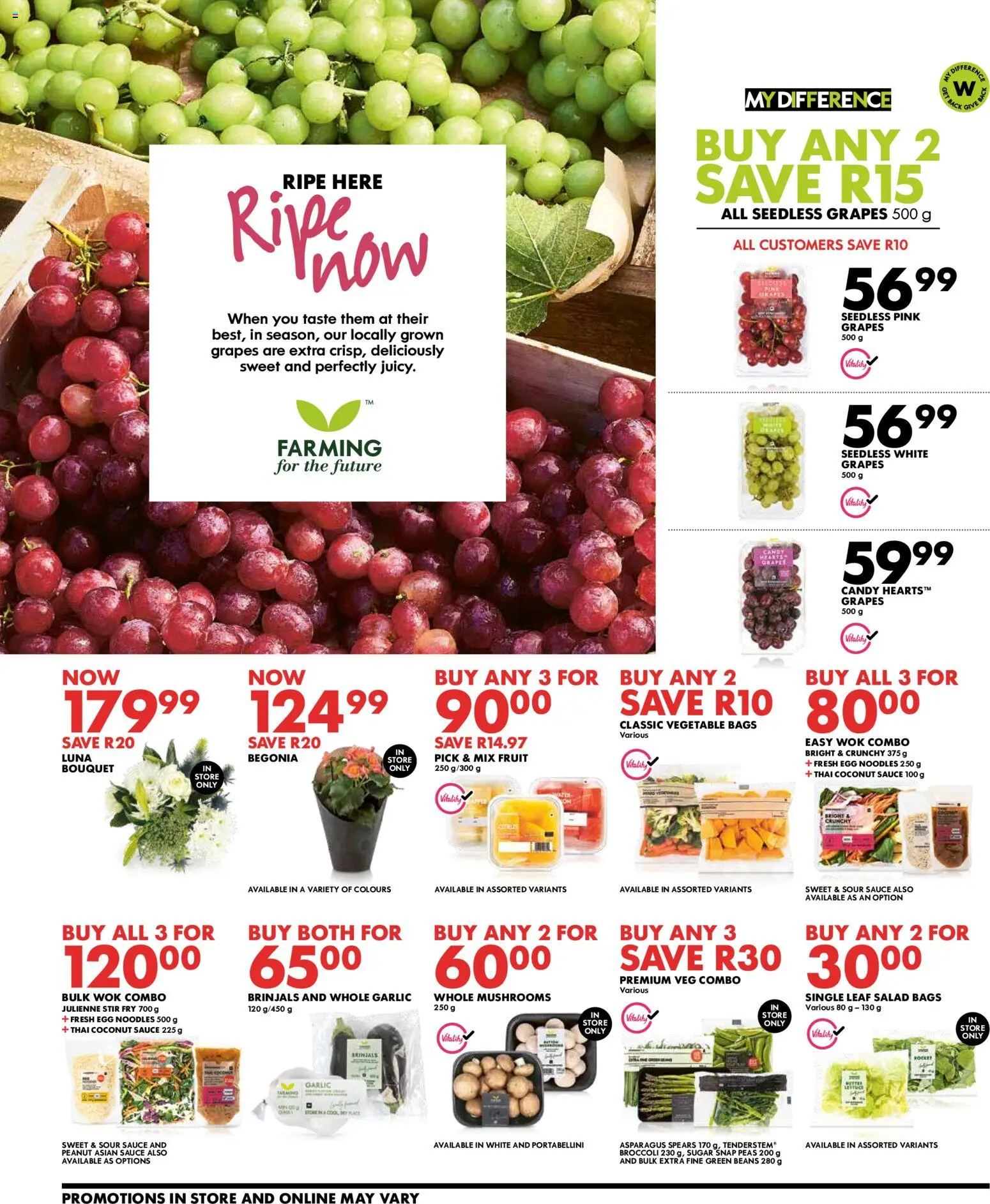 New Woolworths catalogue – valid from 23.03.2026 | Page: 2 | Products: Mushrooms, Noodles, Salad, Grapes