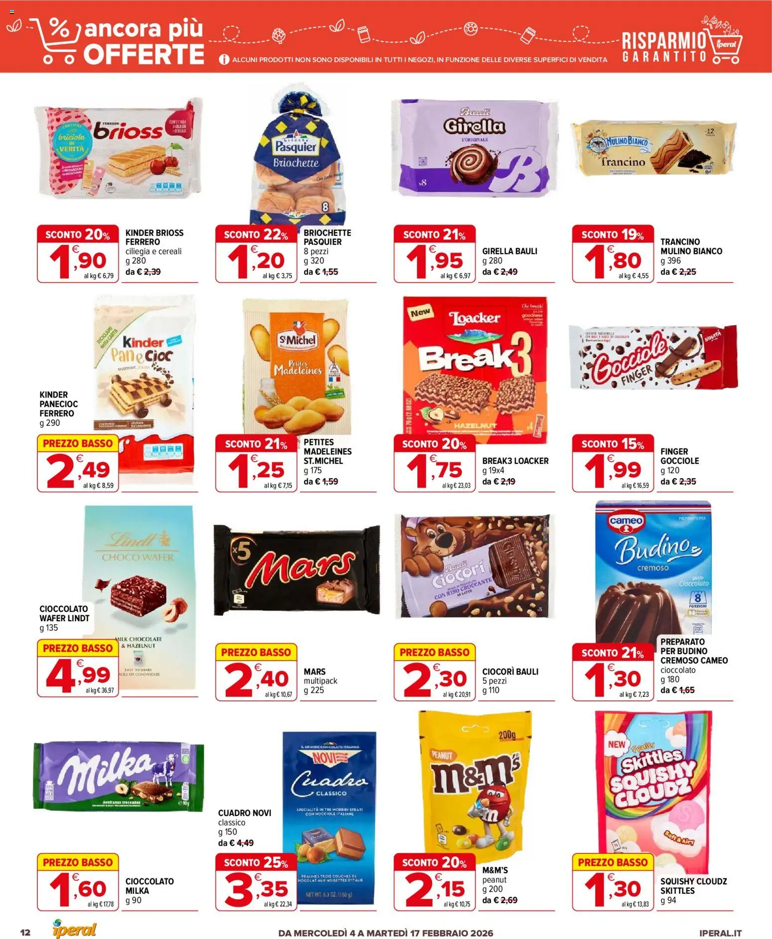 Volantino Iperal del 04.02.2026 | Pagina: 12 | Prodotti: Pane, Cioccolato, Riso, Nocciole