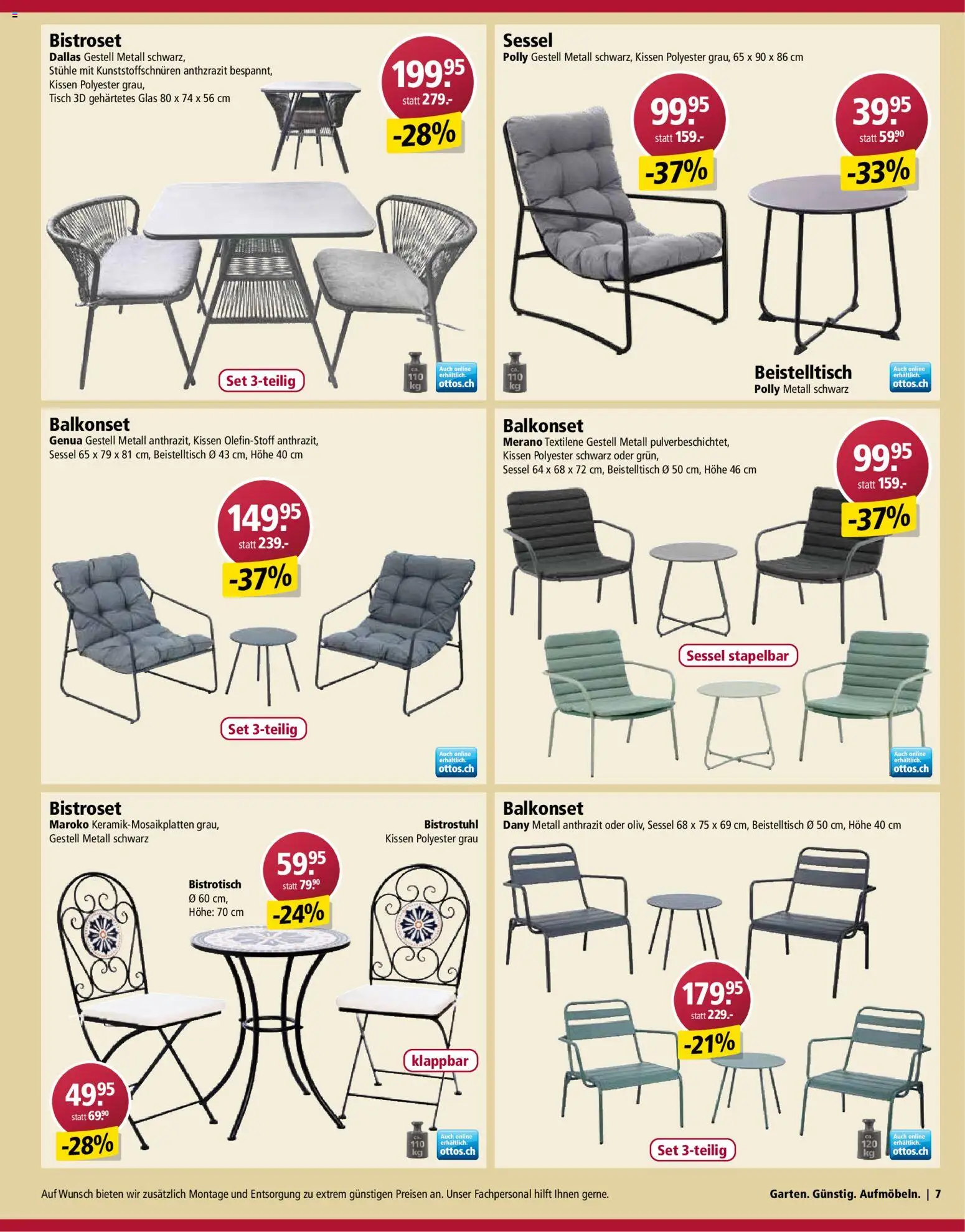 Otto's Aktionen Gartenmöbel – gültig ab 03.03.2026 | Seite: 7 | Produkte: Tisch, Kissen, Sessel, Beistelltisch