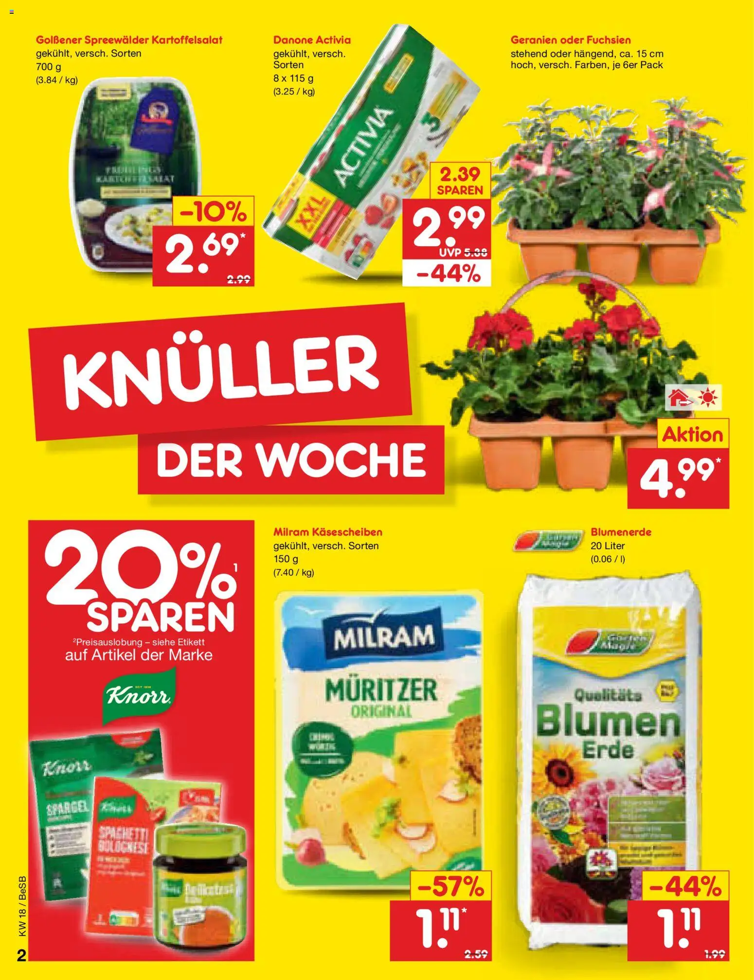Netto Marken-Discount Prospekt 	 – gültig ab 27.04.2026 | Seite: 2 | Produkte: Activia, Blumen, Blumenerde, Milram