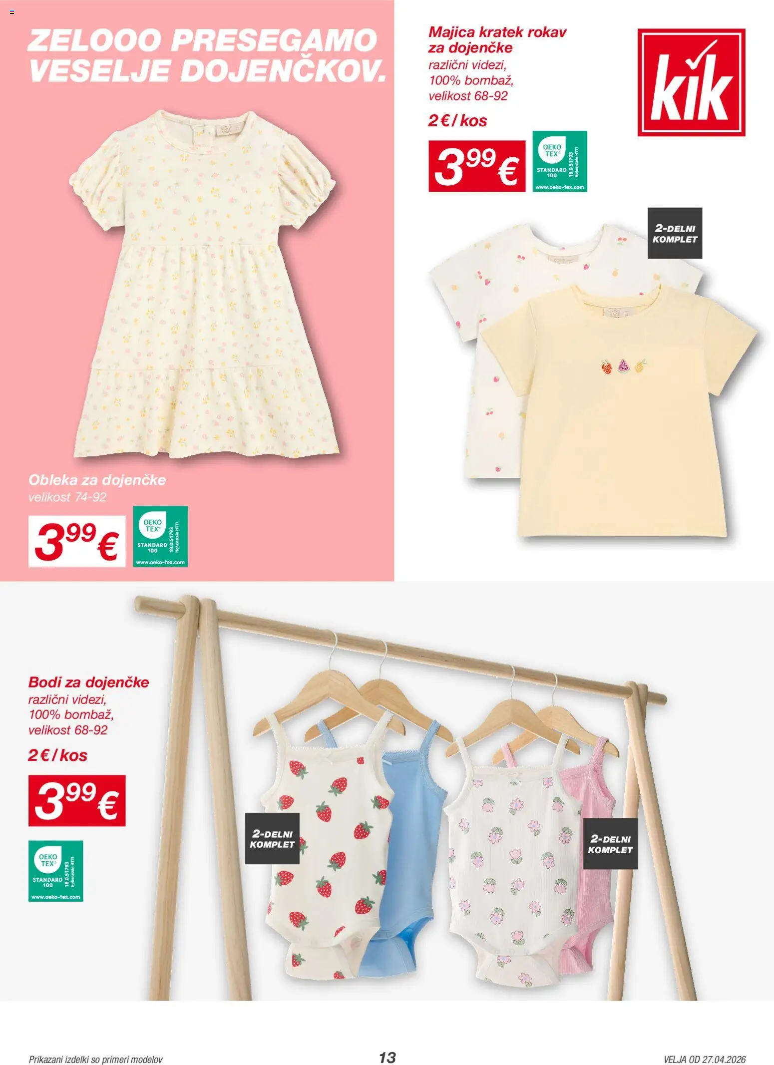 Novi Kik katalog ponudbe – veljaven od 27.04.2026 | Stran: 13 | Izdelki: Kos, Majica, Obleka