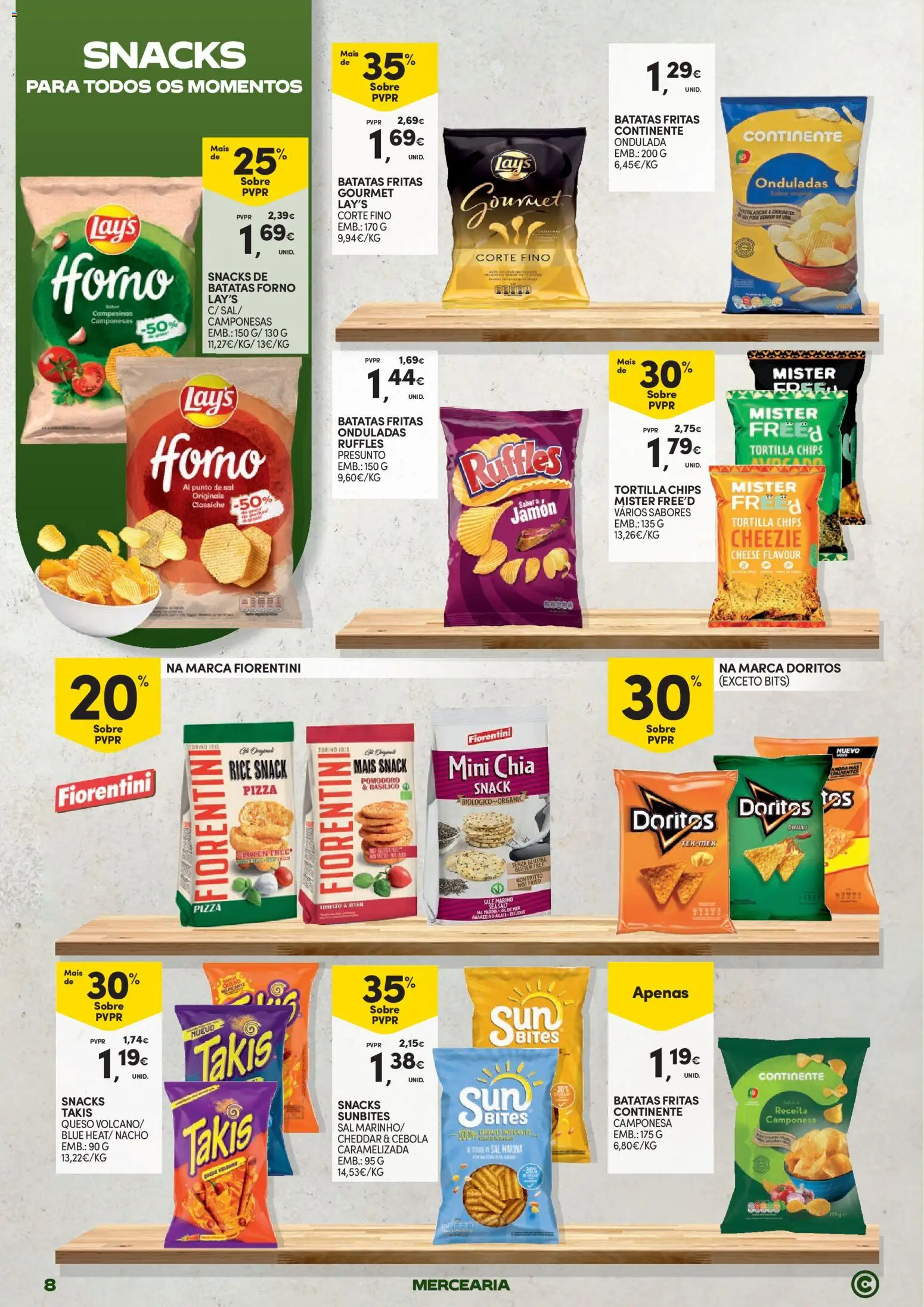 Continente Mercearia A sua despensa, a sua poupança │ válido de 21.04.2026 | Página: 8 | Produtos: Sal, Cebola, Presunto, Batatas fritas