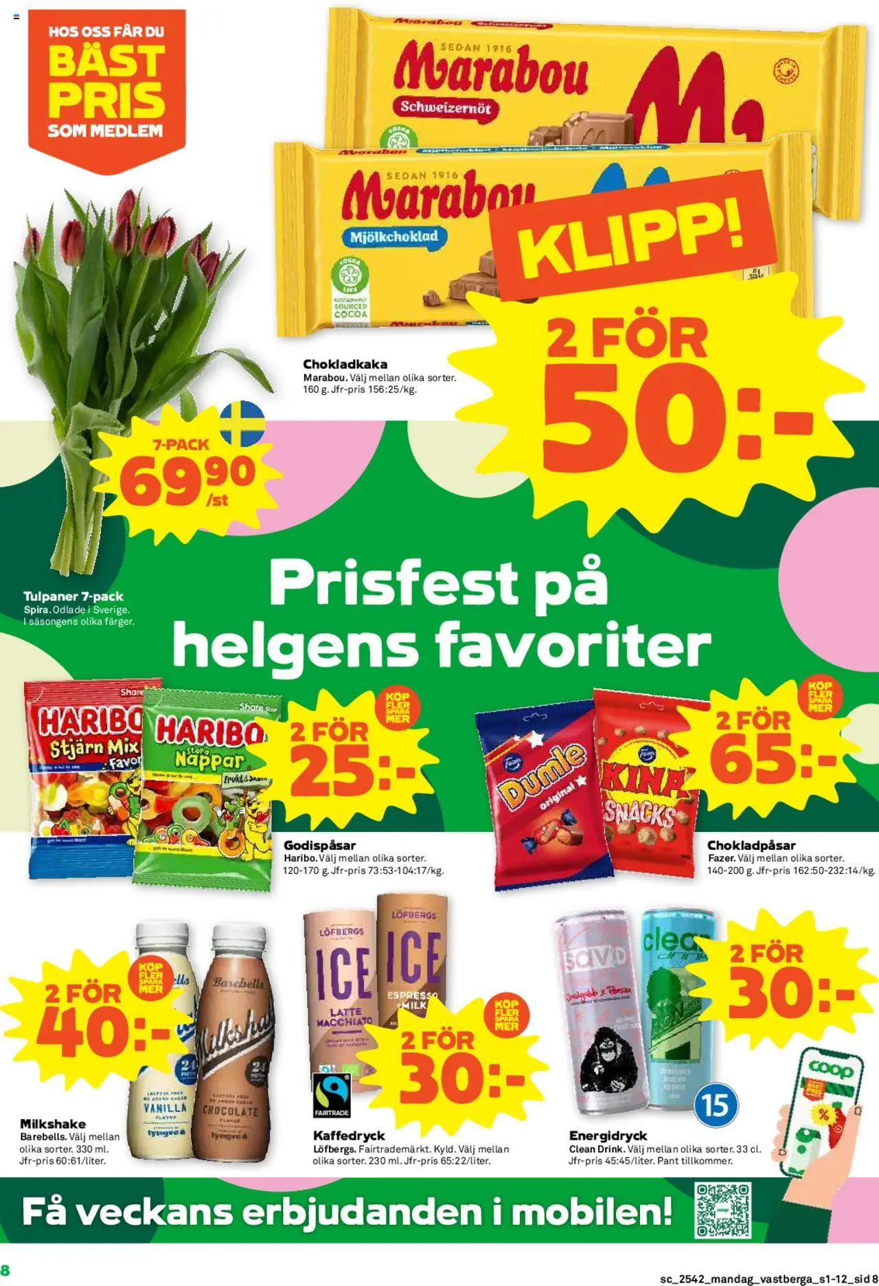 Coop Forum reklamblad aktuell från 13.10.2025 | Sida: 8 | Produkter: Chokladkaka, Energidryck