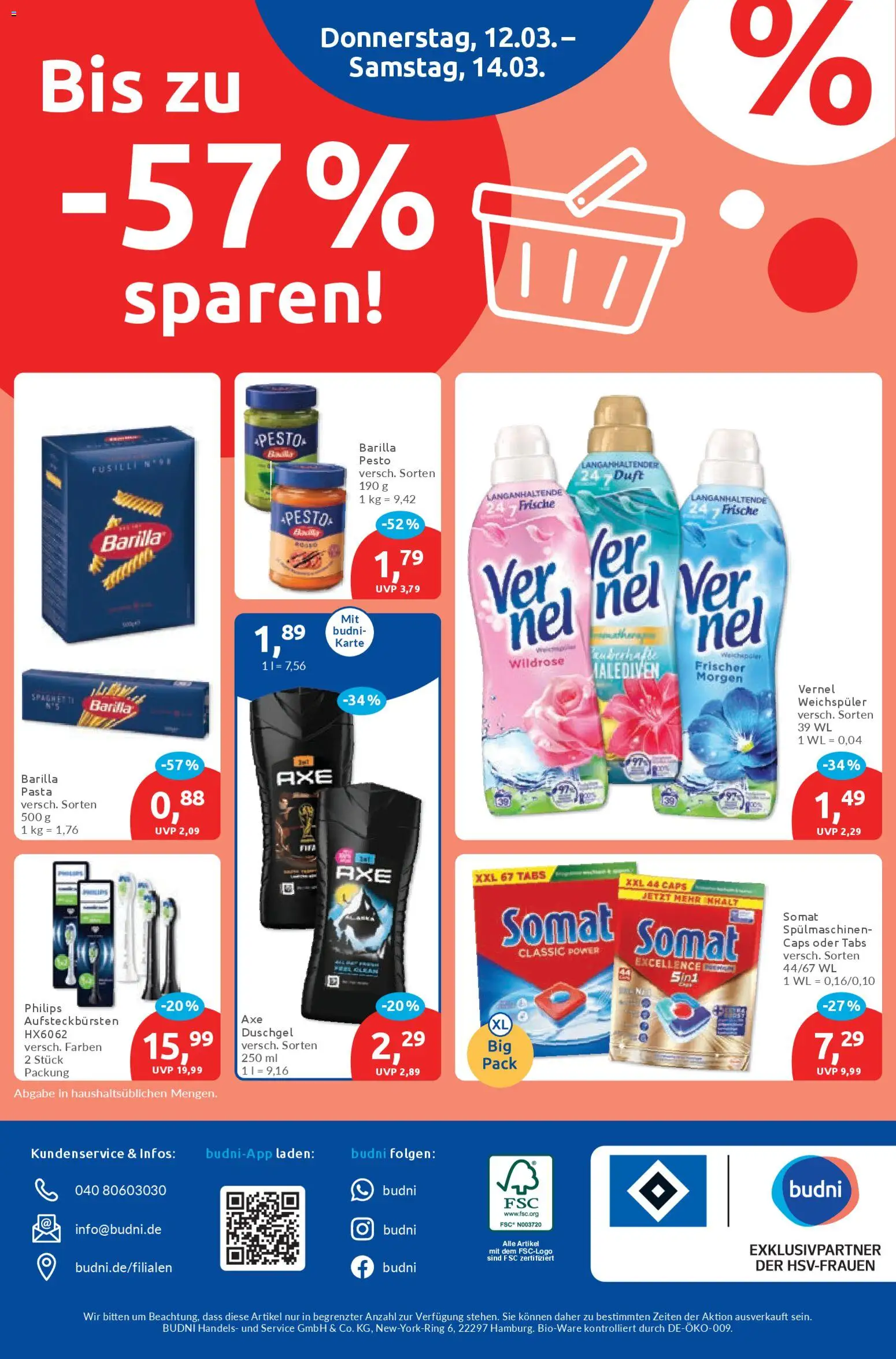 Budni Prospekt 	 – gültig ab 09.03.2026 | Seite: 8 | Produkte: Barilla, Duschgel, Weichspüler, Pasta