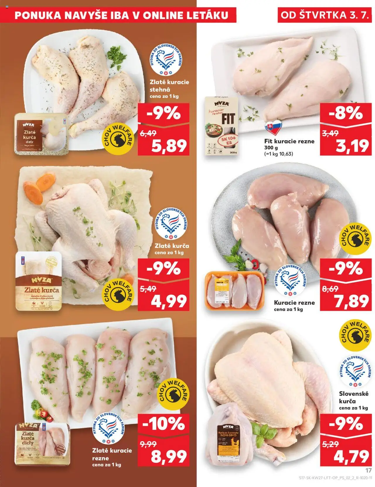Nové Kaufland akcie – leták je platný od 03.07.2025 | Strana: 17 | Produkty: Kuracie rezne, Kuracie stehná, Kurča